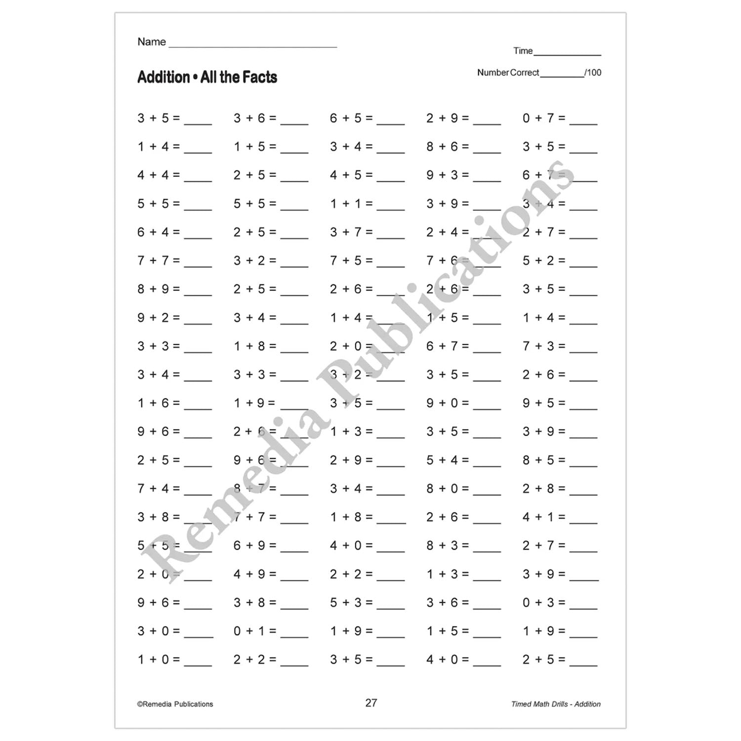 Timed Math Drills: 4 Book Set