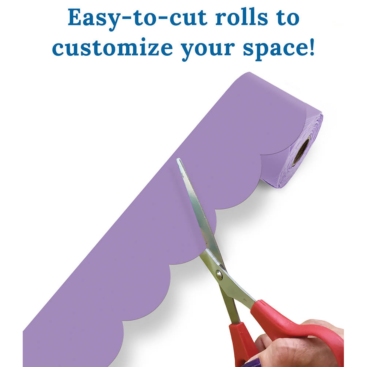 Rolled Scalloped Bulletin Board Border, Lilac, 65 Feet