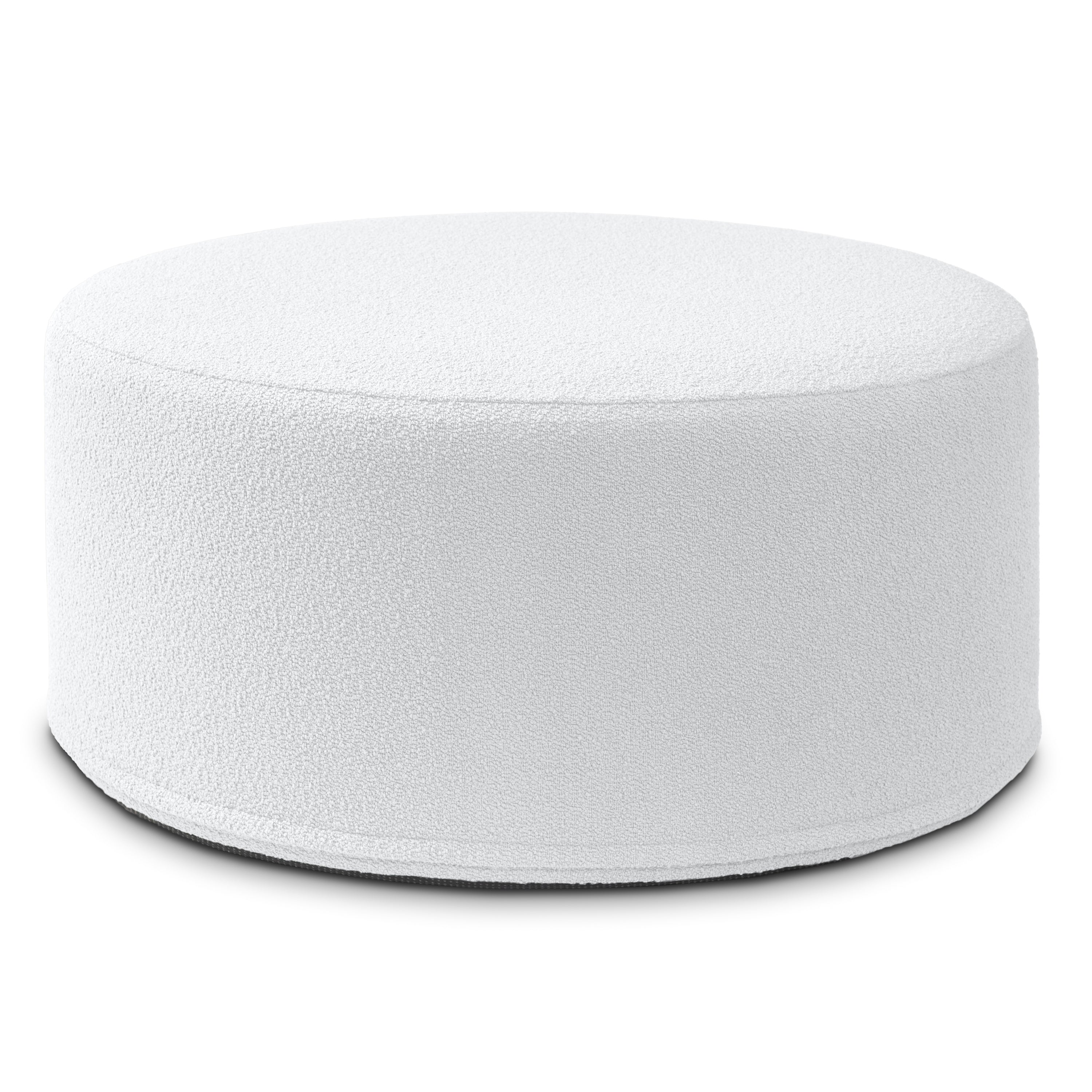 Jaxx Candler Round Couch Ottoman – Oversized Giant Coffee Table Ottoman - Versatile Firm Foam Construction - Kid Safe with Removable Cover, 36”, Luxe Boucle, Boucle White