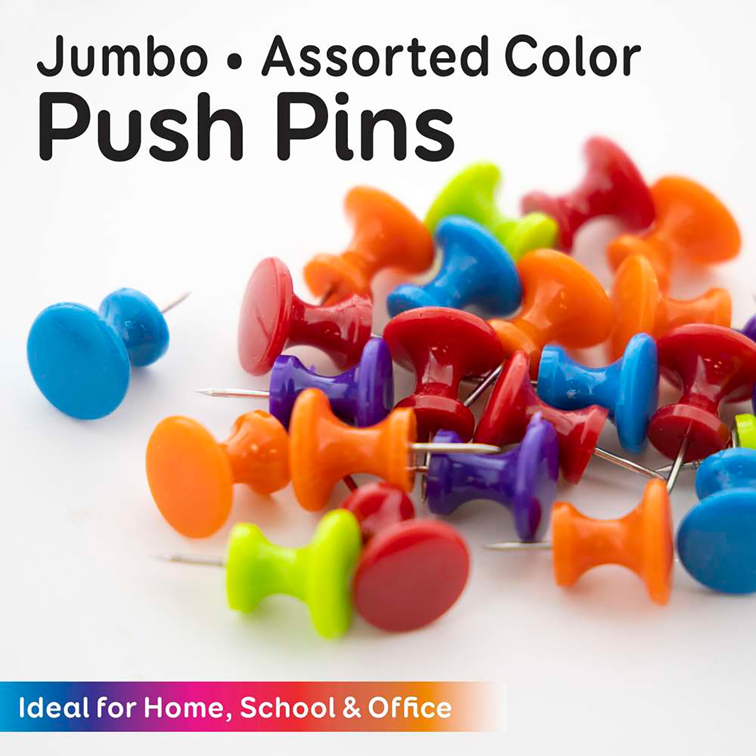 Jumbo Push Pins, Assorted Color, Pack of 25