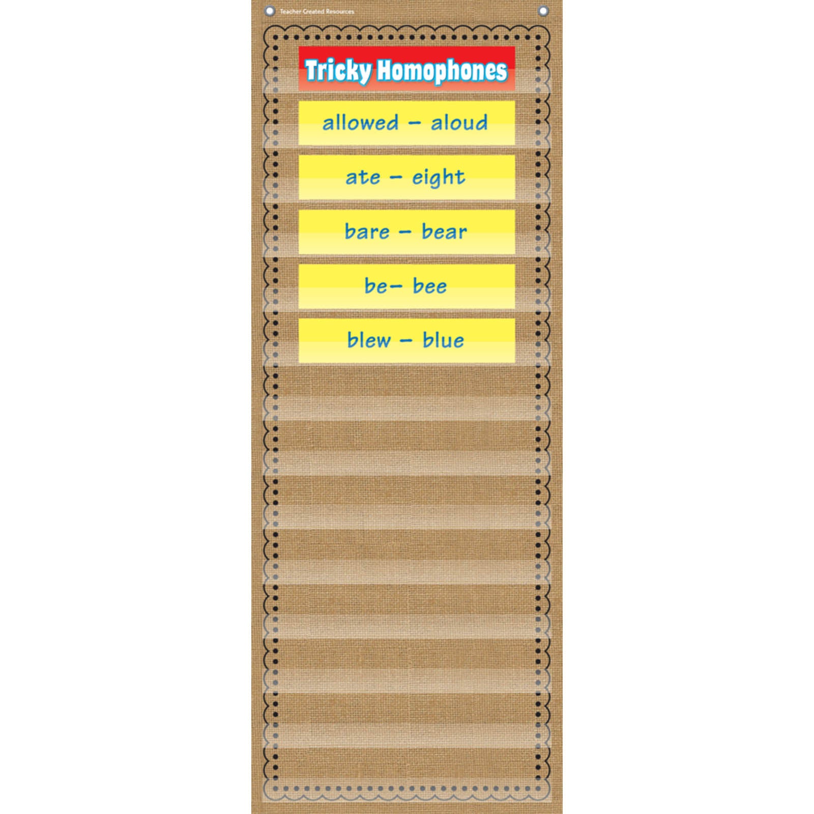 Burlap 14 Pocket Chart (13" x 34")