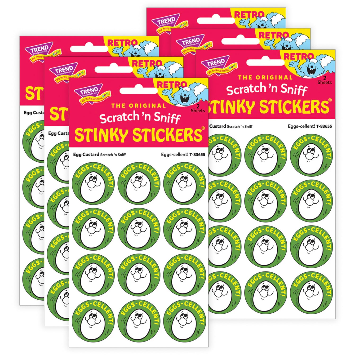 Eggs-cellent!/ Egg Custard Scent Stickers, 24 Per Pack, 6 Packs