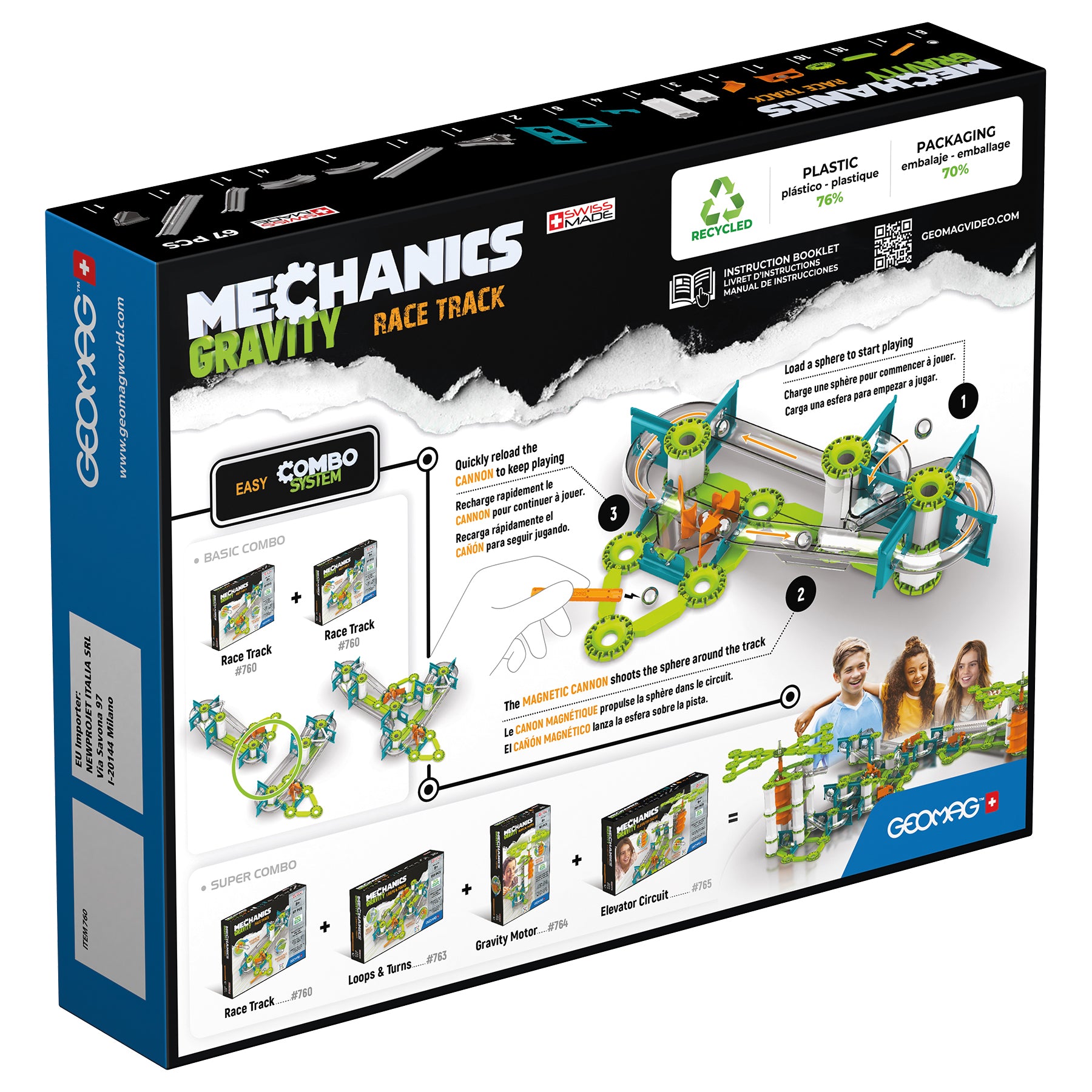 Mechanics Gravity Construction Set, Race Track Recycled, 67 Pieces
