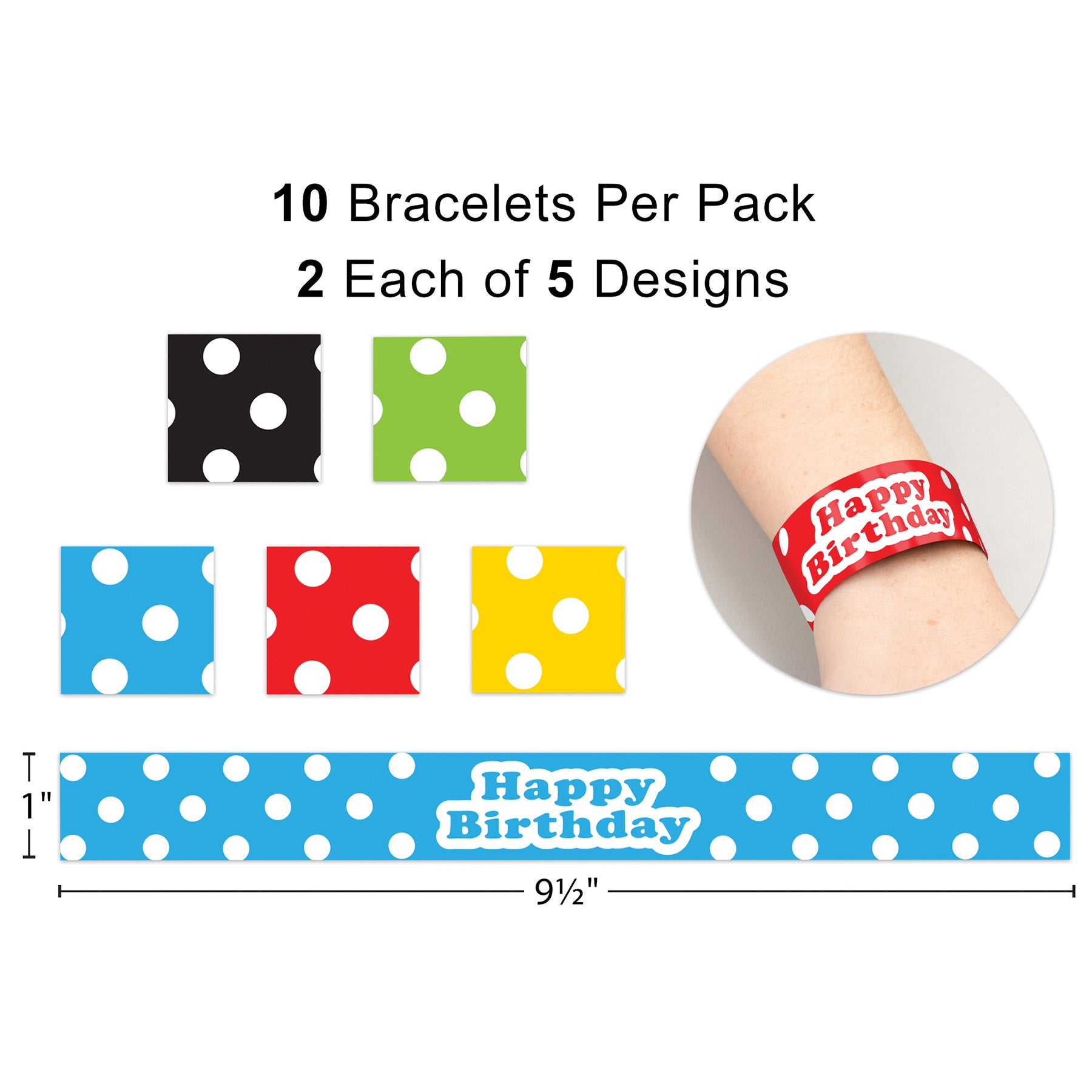 Polka Dots Happy Birthday Slap Bracelets