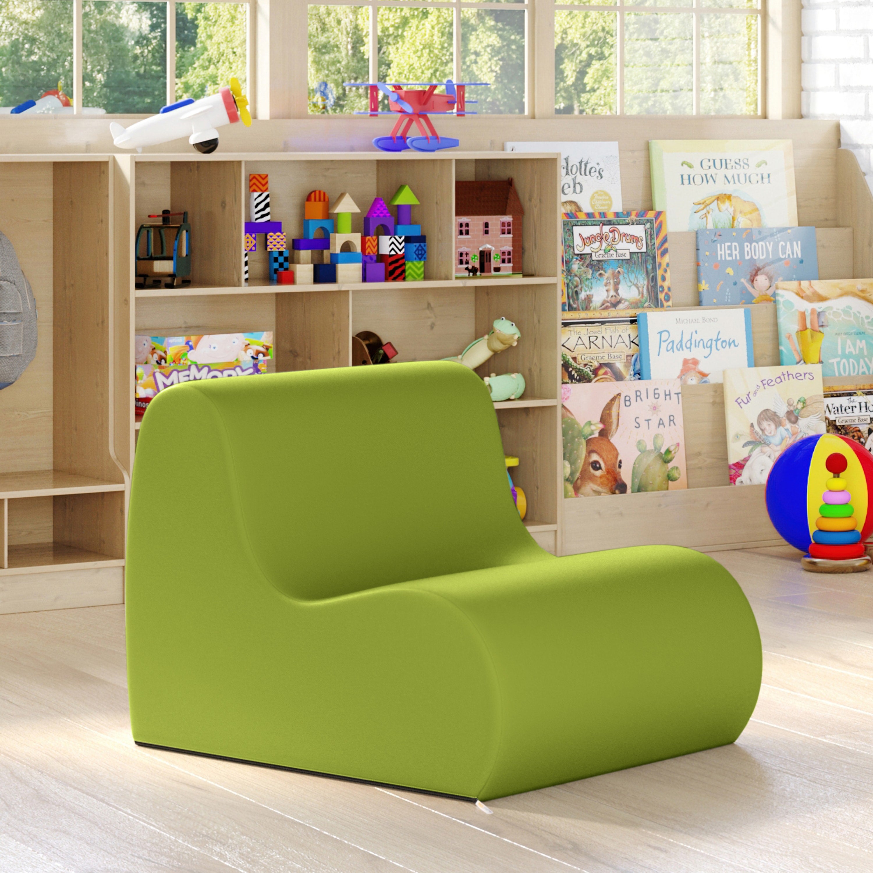 Jaxx Midtown Small Classroom Soft Foam Chair - Premium Vinyl Cover, Green
