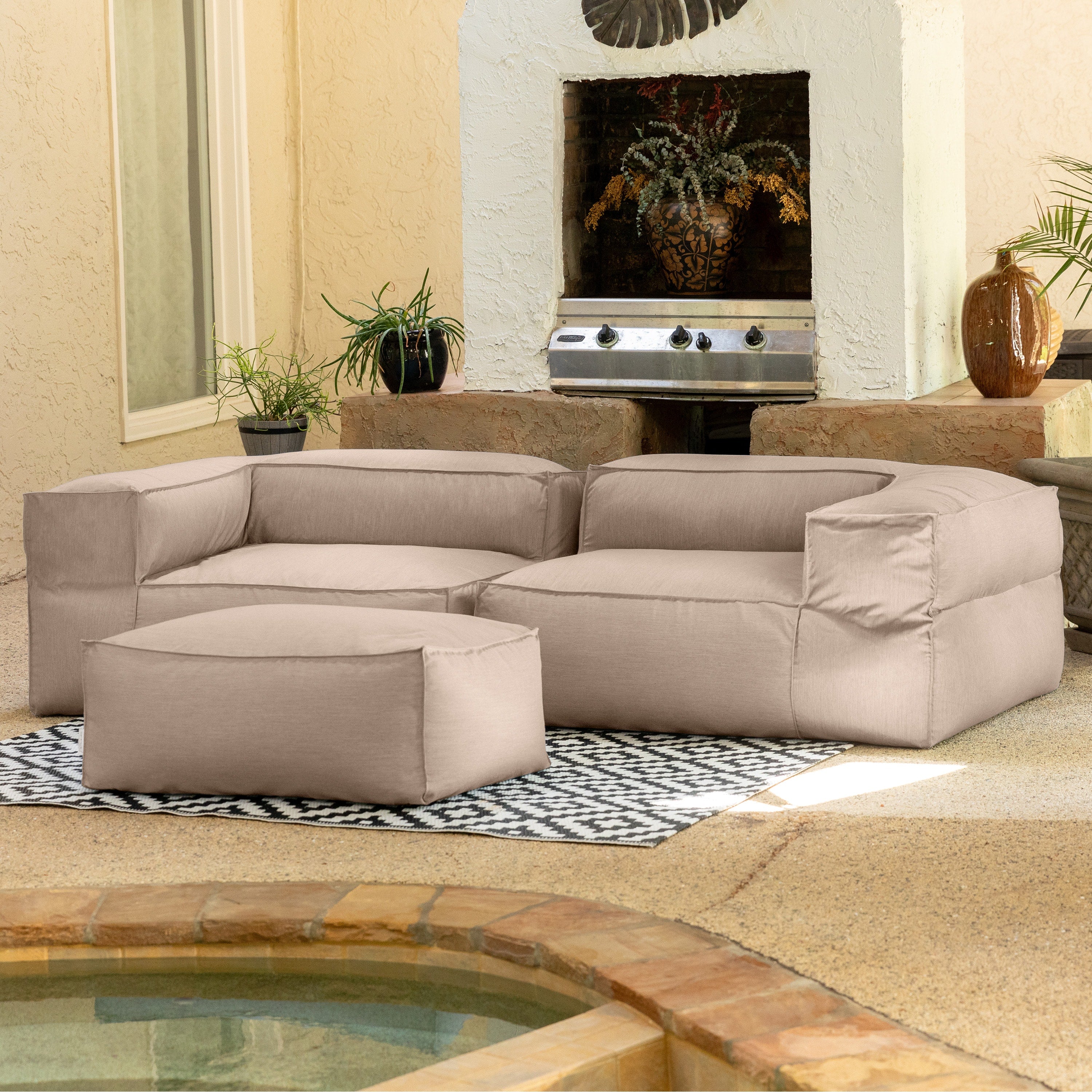 Baya Outdoor Ottoman - Sunbrella, Petal