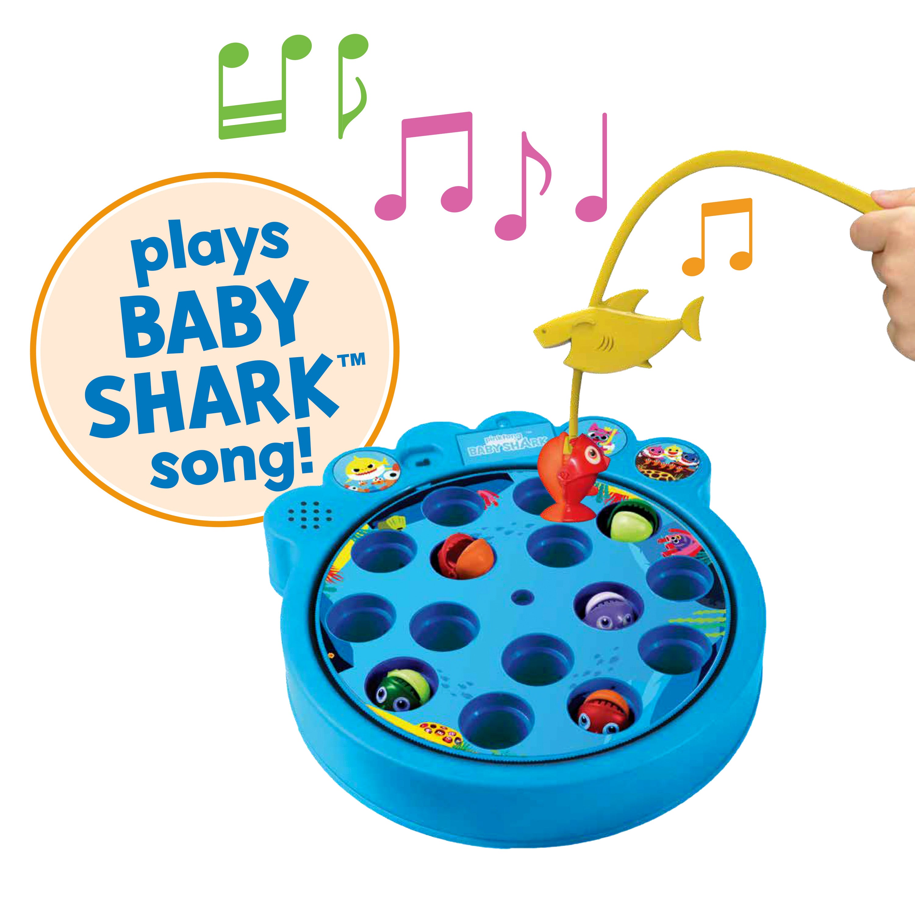 Spin Master Games, Pinkfong Baby Shark Let's Go Hunt Musical Fishing Game with Sound, Preschool Educational Toy, for Fans of Baby Shark & Kids Who Love Music, 2-4 Players, for Ages 4 & Up
