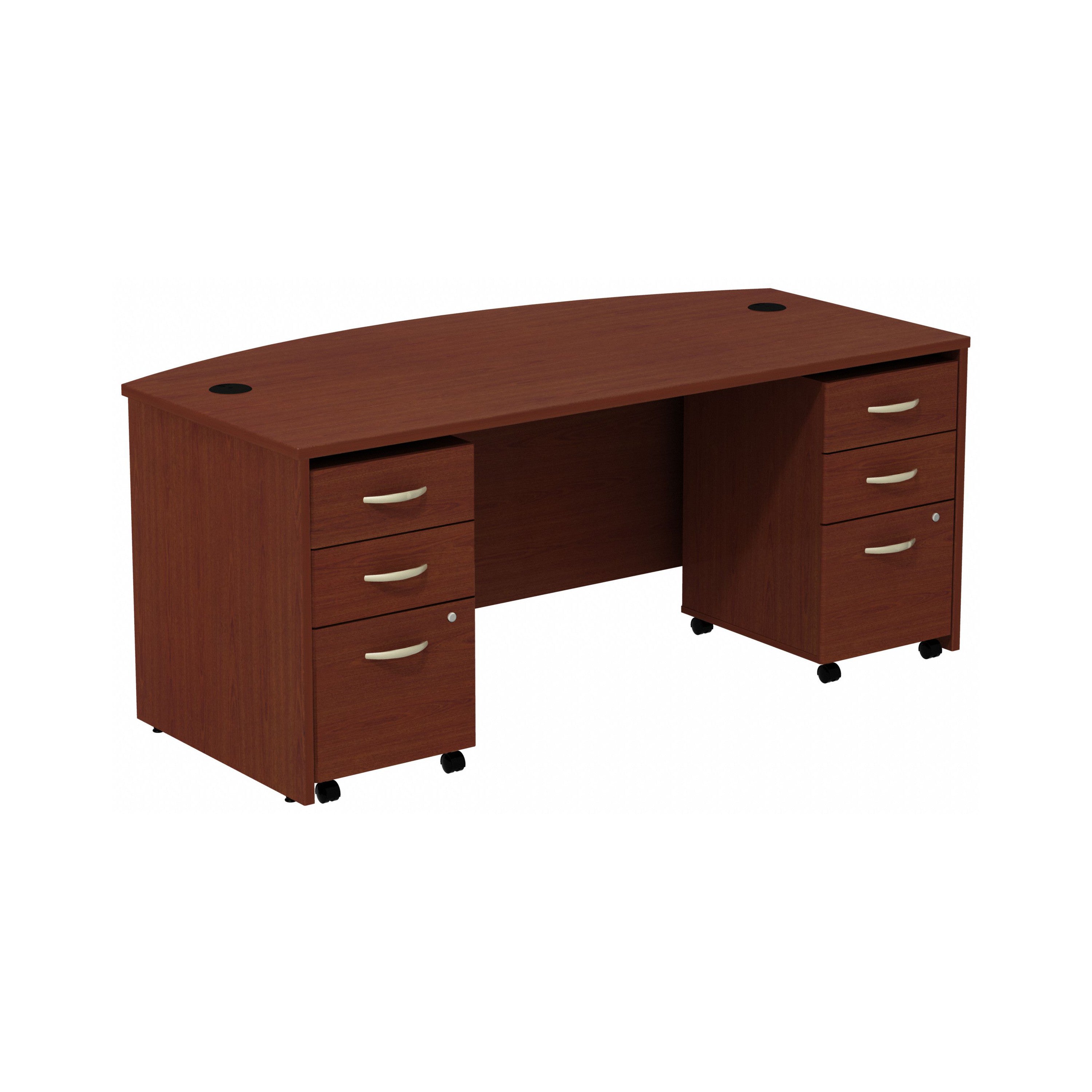 Bush Business Furniture Series C 72W Bowfront Shell Desk with (2) 3-Drawer Mobile Pedestals - 71.1" Width x 36.06" Depth x 29.8" Height