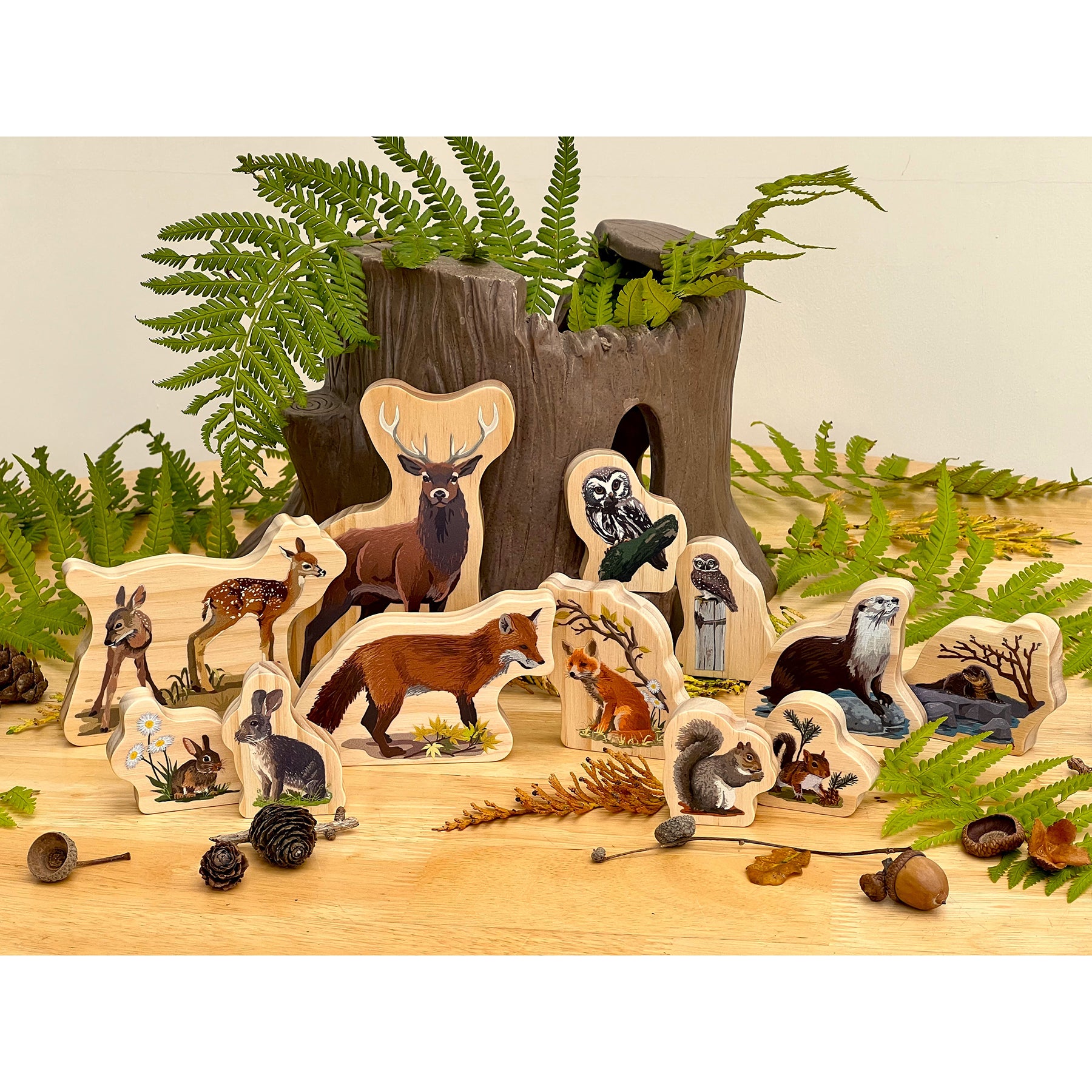 Woodland Animal Families Wooden Characters