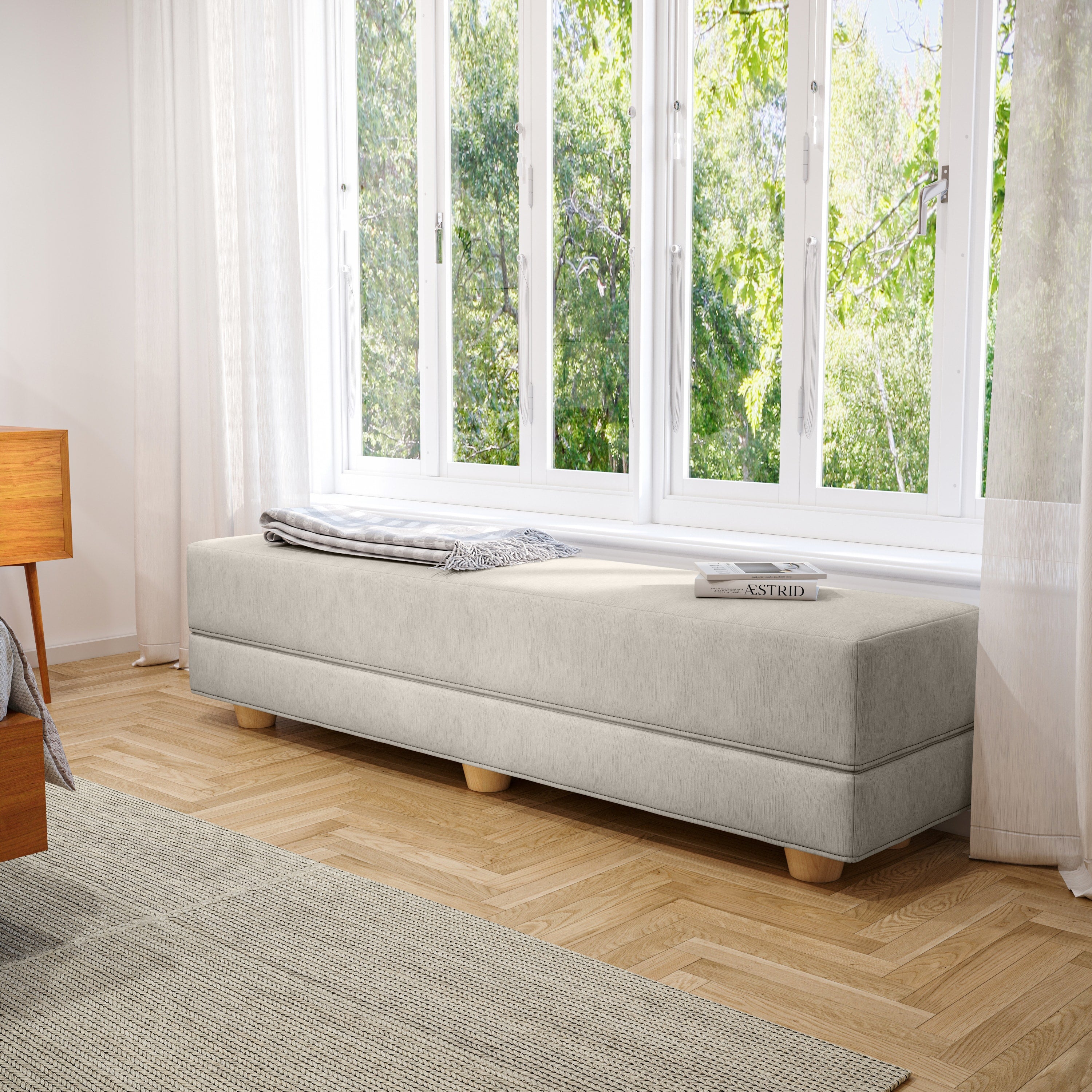 Jaxx Camden Convertible Bed Bench / Fold-Out Twin Guest Bed, Dove Grey