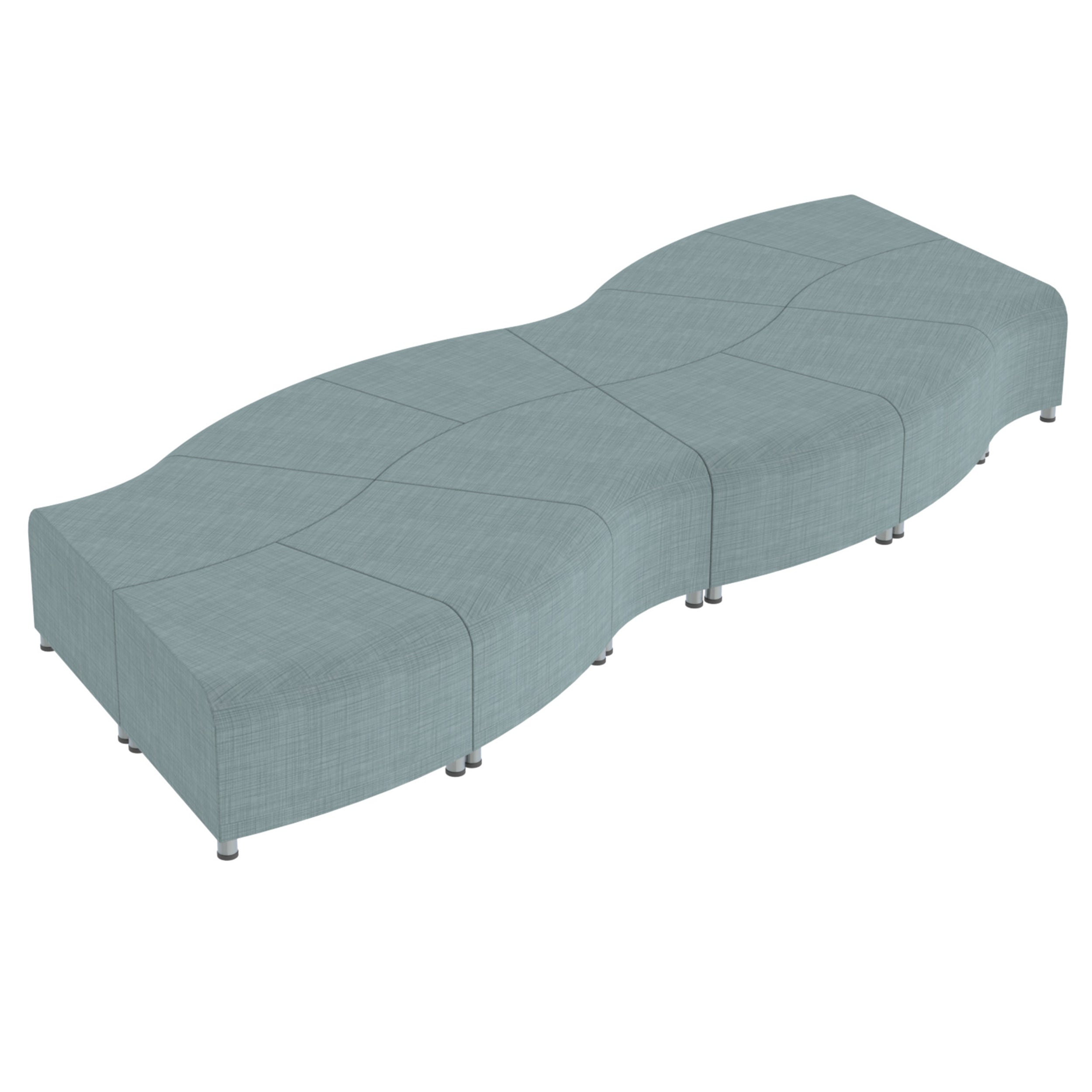 Pro Series Connect Edged Crest Backless Seating, 12-Piece Set - Sky Blue Crosshatch