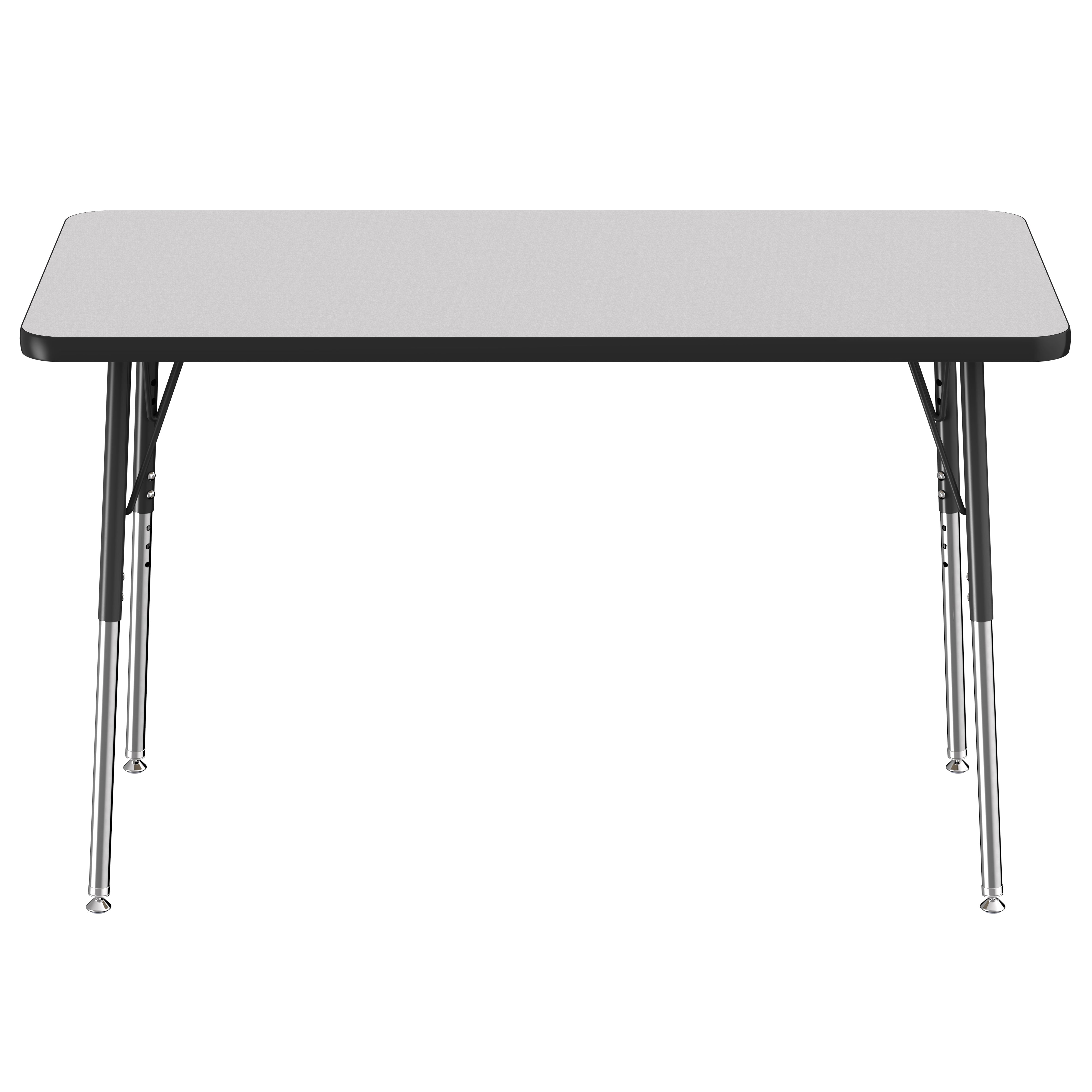 24" x 48" Rectangle Thermofused Activity Table with Adjustable Standard Swivel Glide Legs - Gray/Black