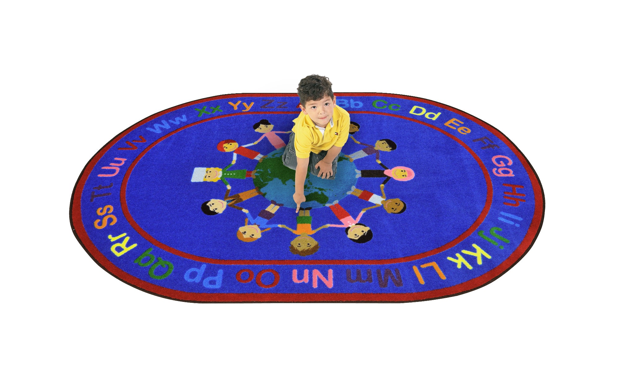 A World of Friends 7'8" x 10'9" Oval area rug in color Multi