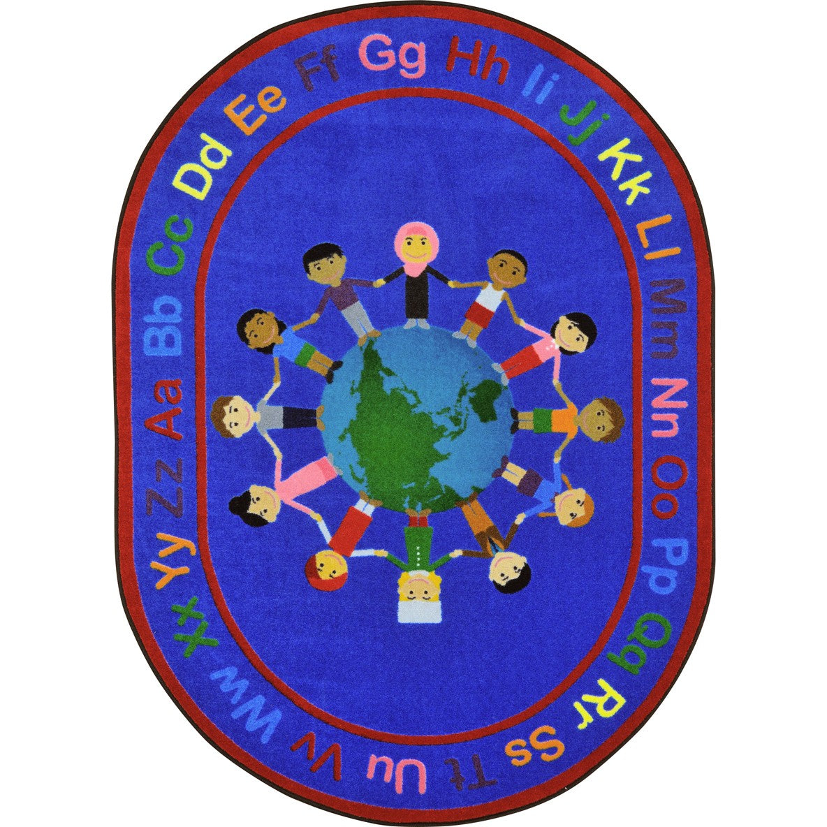 A World of Friends 5'4" x 7'8" Oval area rug in color Multi