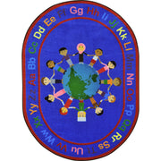 A World of Friends 5'4" x 7'8" Oval area rug in color Multi