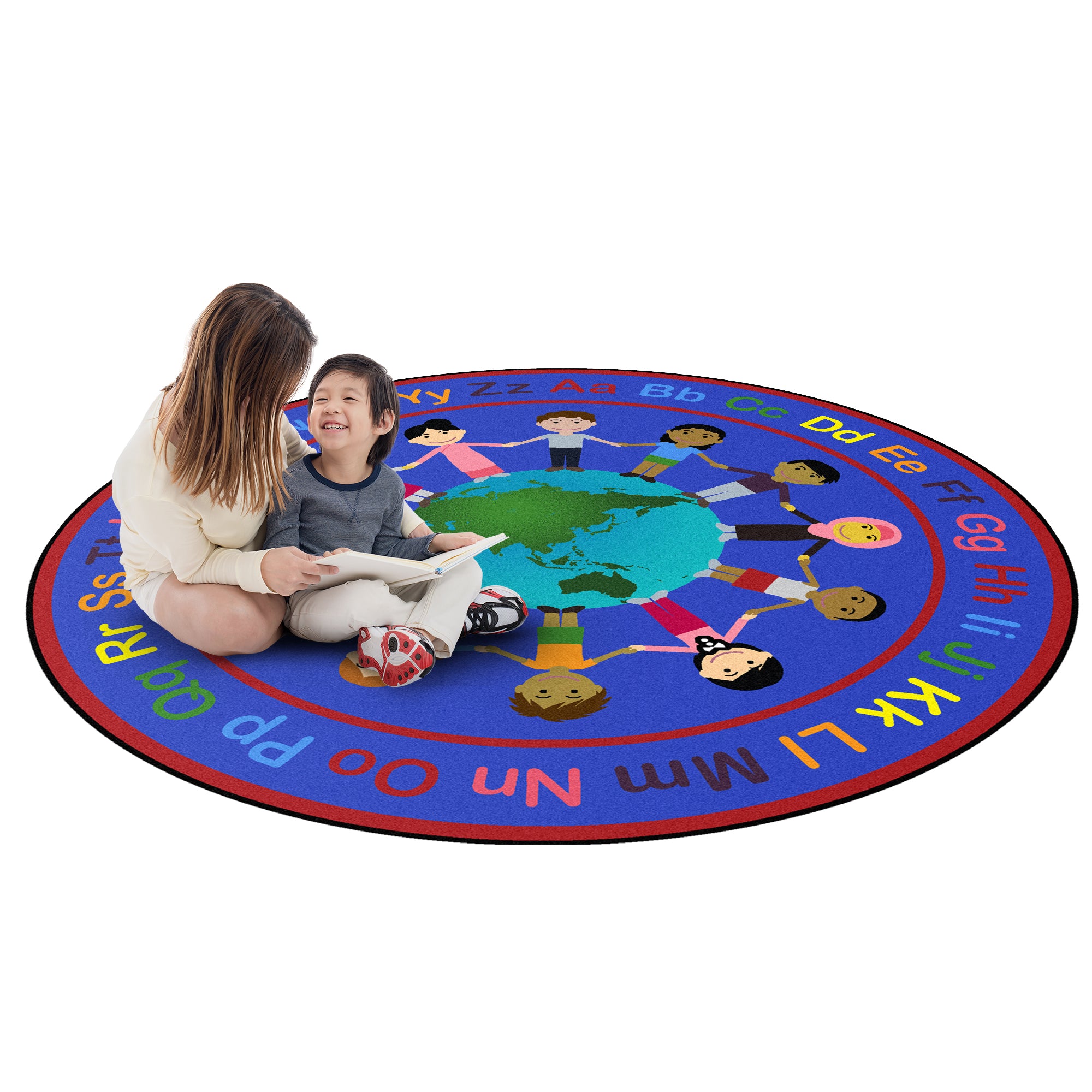 A World of Friends 7'7" Round area rug in color Multi