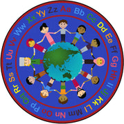 A World of Friends 5'4" Round area rug in color Multi