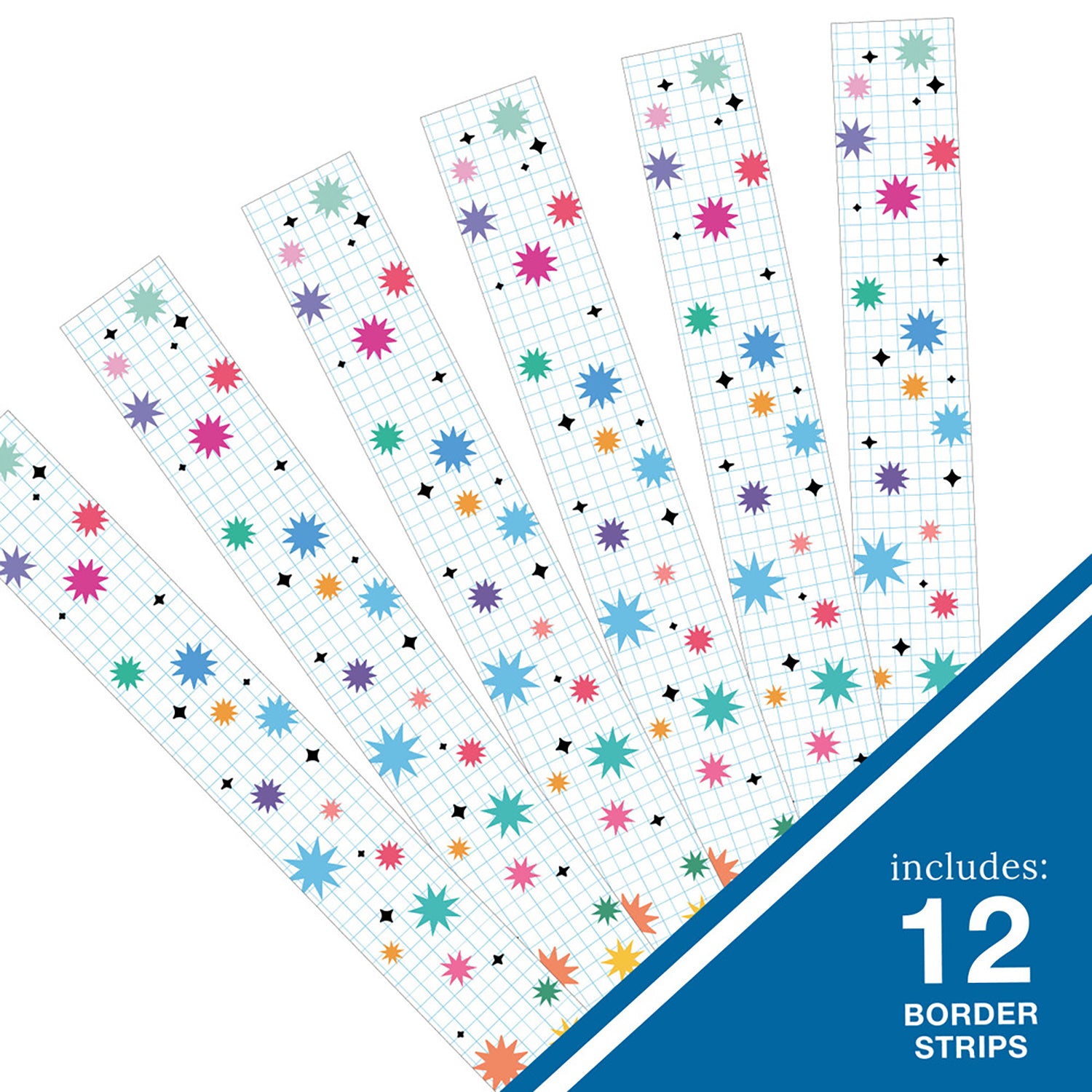 Happily Ever Elementary Retro Remix Bursts & Twinkles Straight Bulletin Board Borders, 36 Feet
