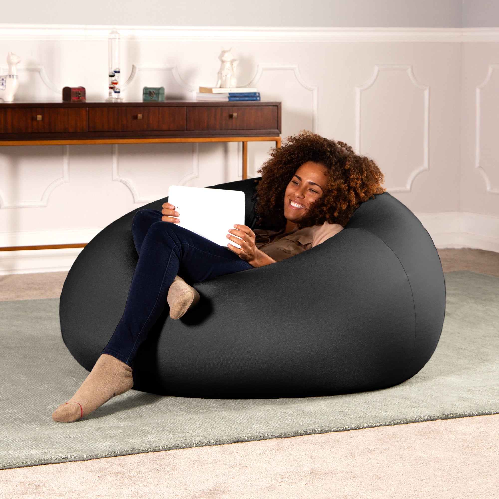 Nimbus Spandex Bean Bag Chair, Large, Black