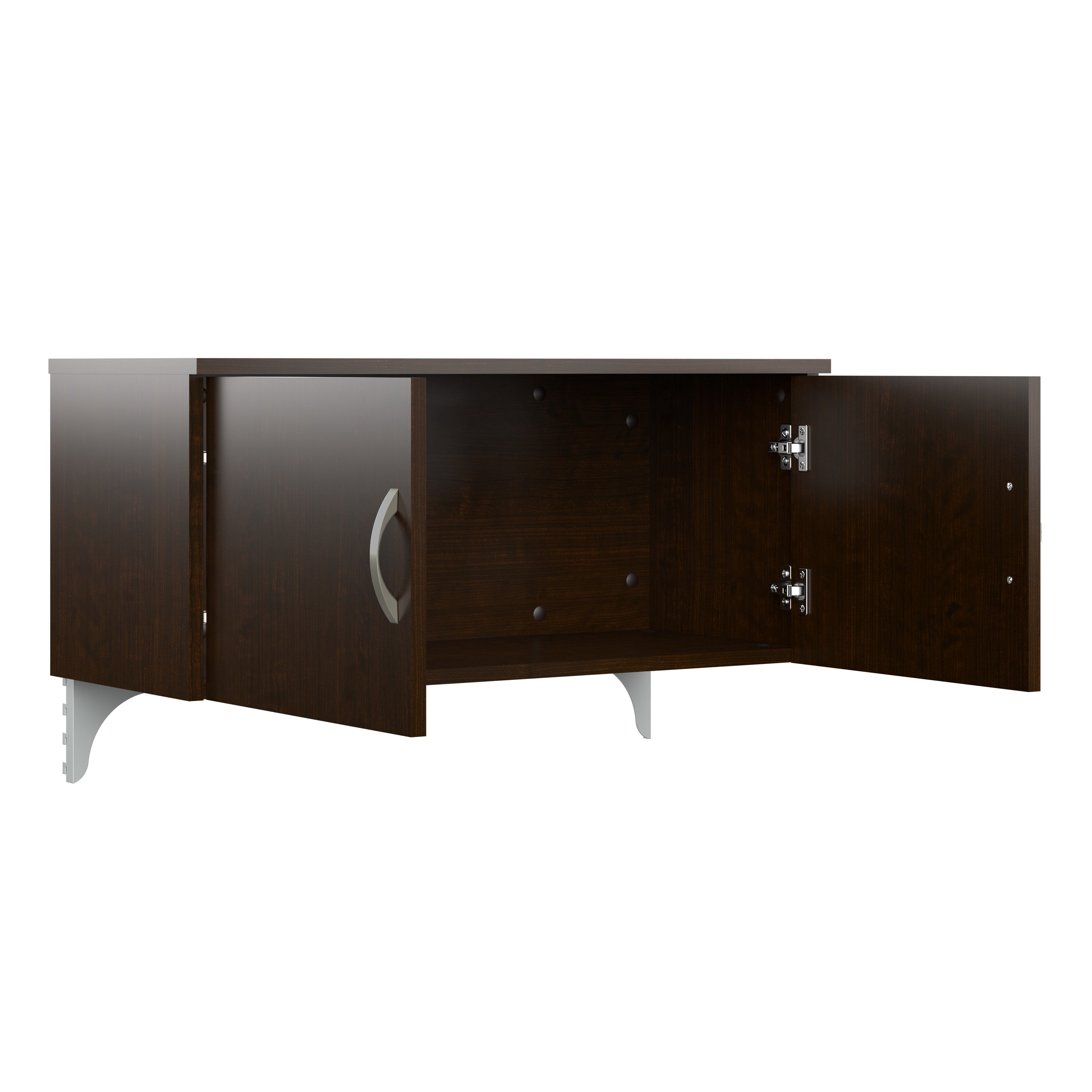 Bush Business Furniture Office in an Hour 2 Person L Shaped Cubicle Desks with Storage, Drawers, and Organizers in Mocha Cherry - 128.98" Width x 64.49" Depth x 62.87" Height