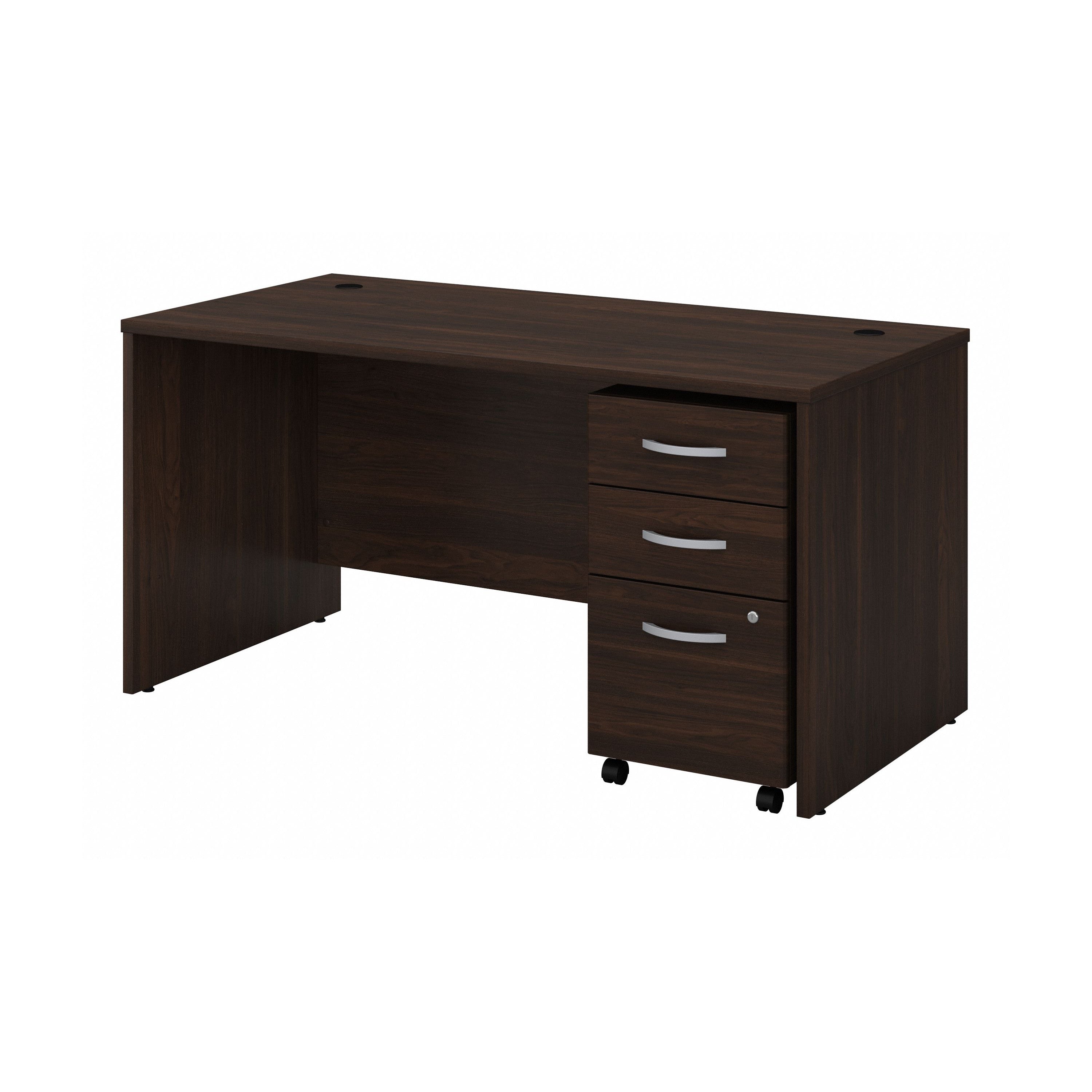 Bush Business Furniture Studio C 60W x 30D Office Desk with Mobile File Cabinet in Black Walnut - 59.45" Width x 29.37" Depth x 29.84" Height