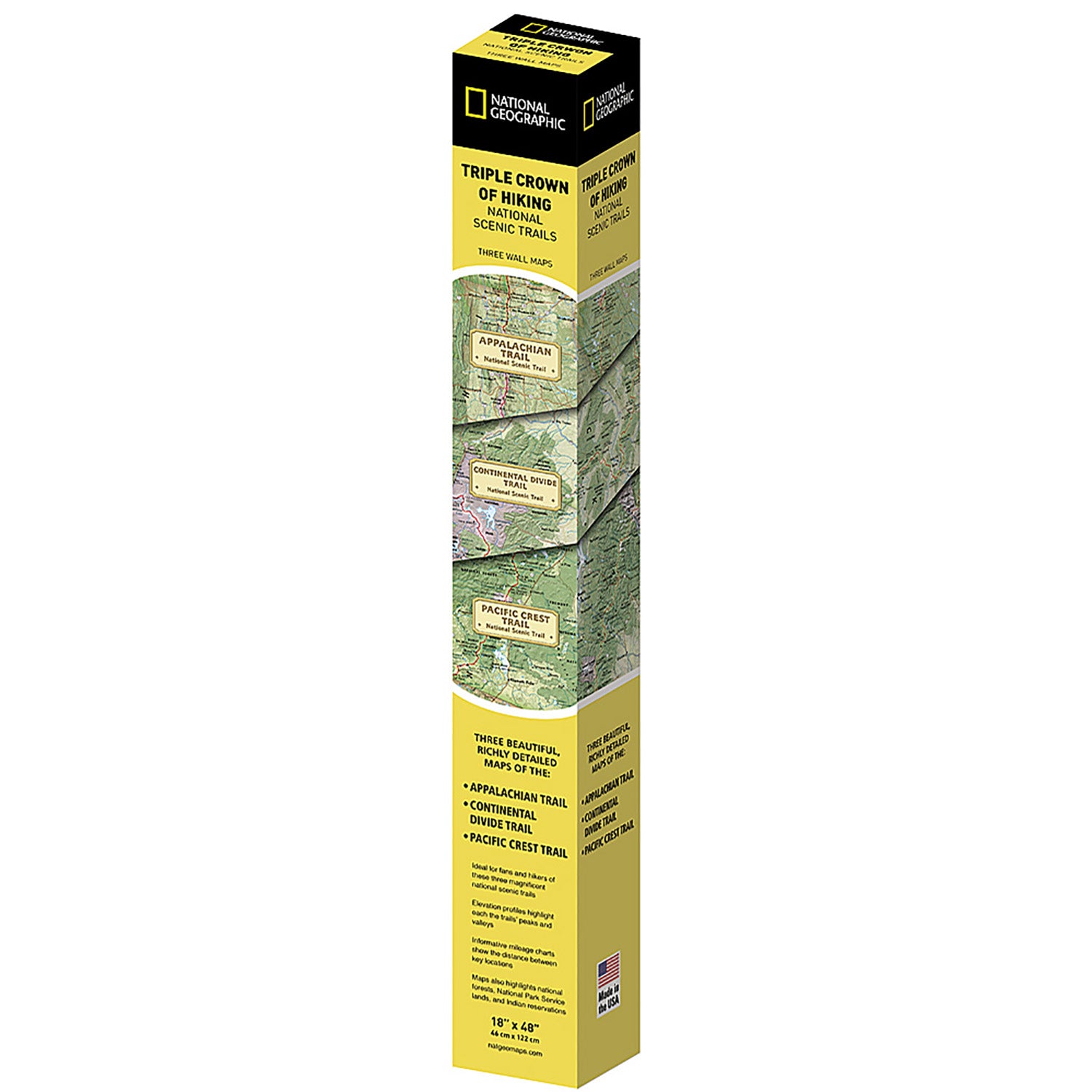 Triple Crown of Hiking Map, In Gift Box, 18 x 48"