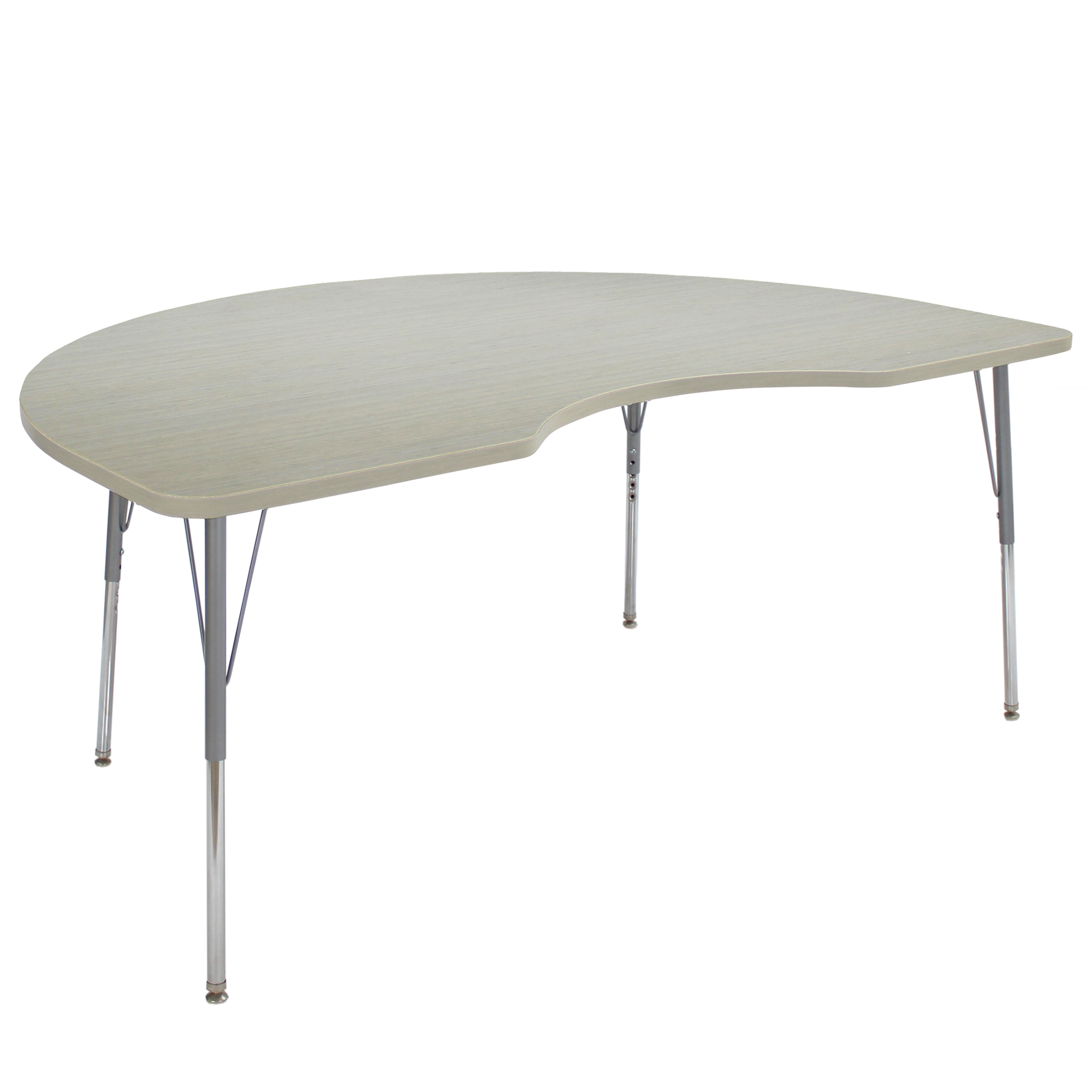 48" x 72" Kidney La Madera Activity Table with Standard Legs - Asian Sand/Silver