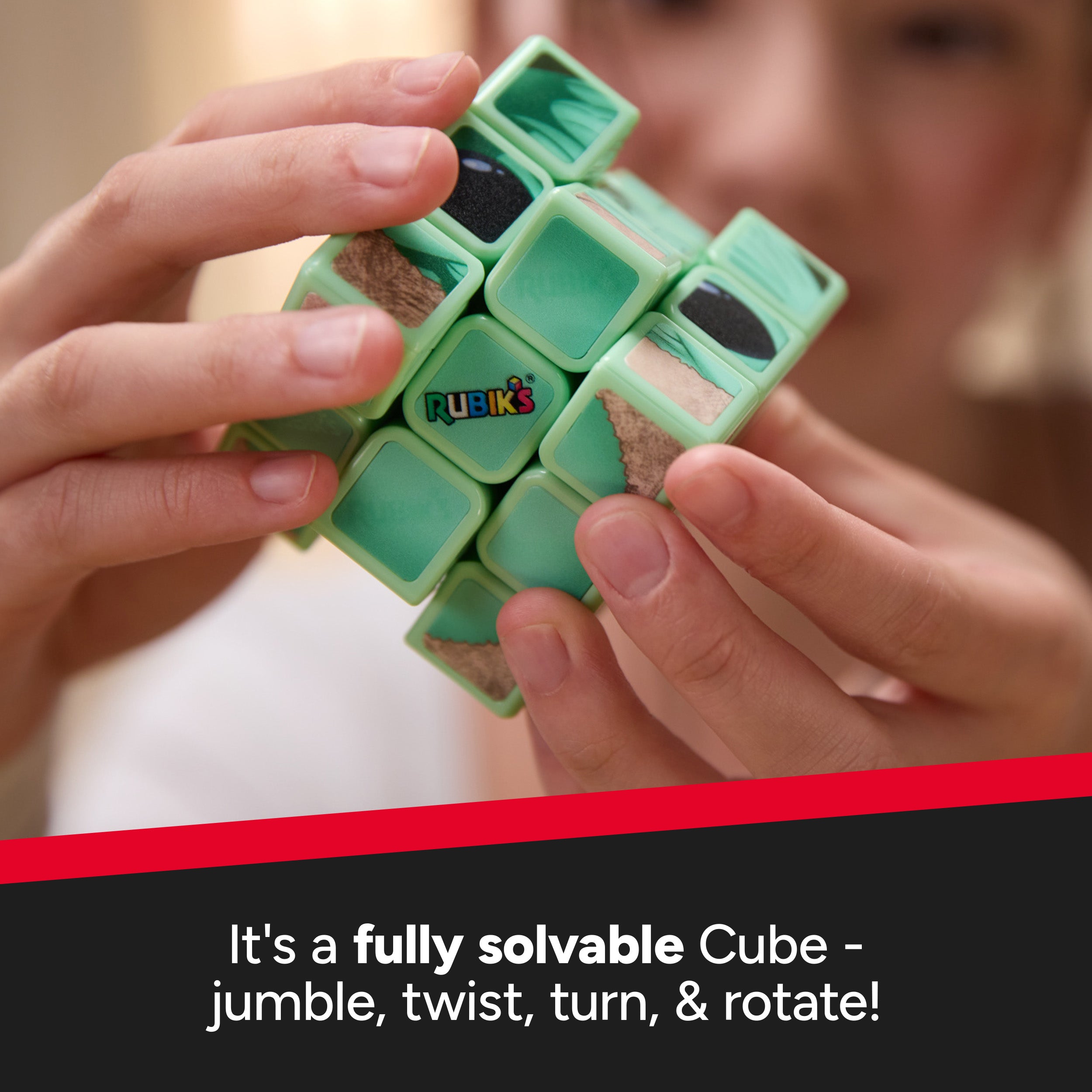 Rubik’s Cube, Star Wars Grogu Cuber with Display, Mandalorian’s The Child, Problem-Solving Brain Teaser, Classic Color-Matching Puzzle, Fidget Toy for Kids, Collectible Star Wars Toy, for Ages 8 & Up