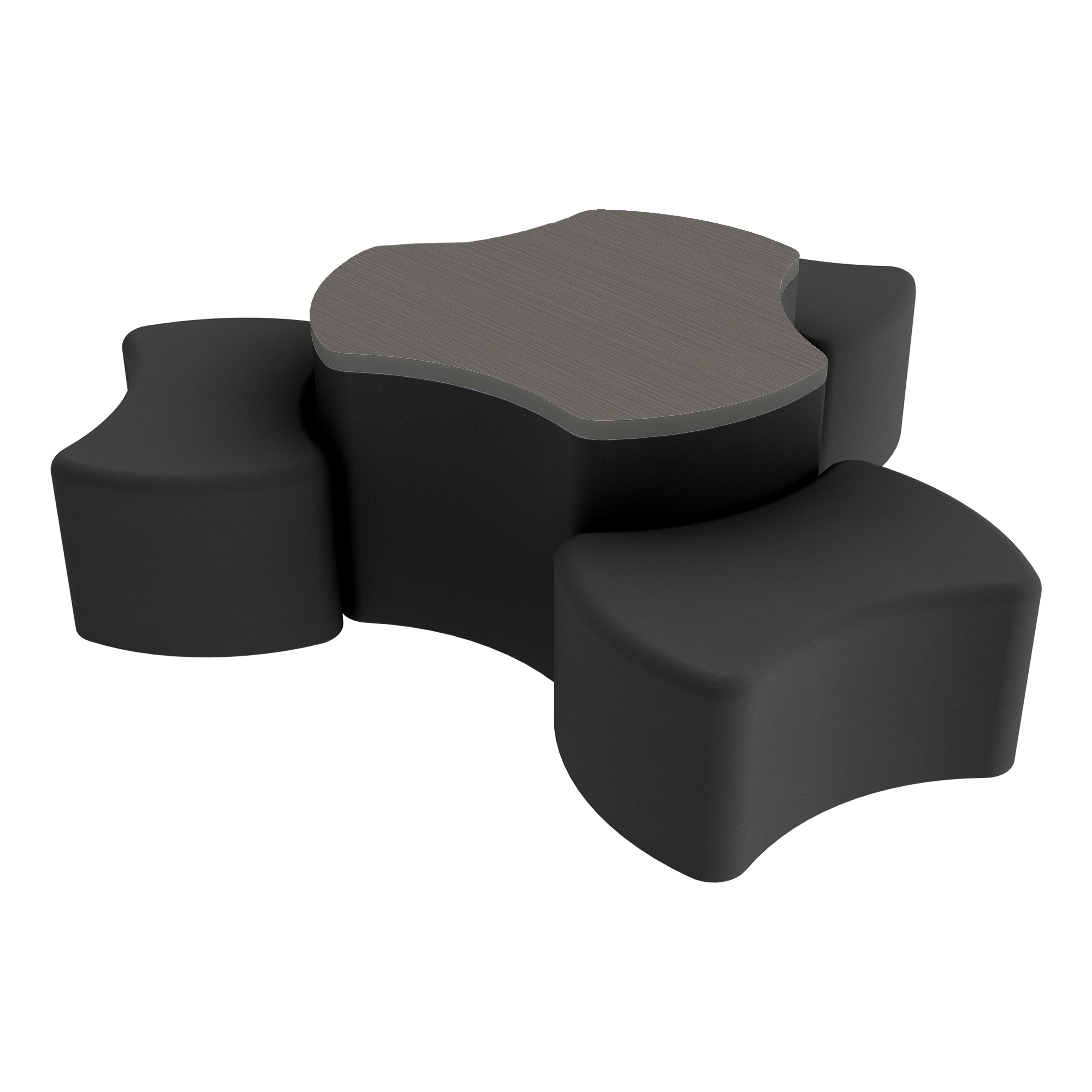 Pro Series Cog Ottoman Table with Bowtie 12" H Seating, 4-Piece Set - Black/Cosmic Strandz