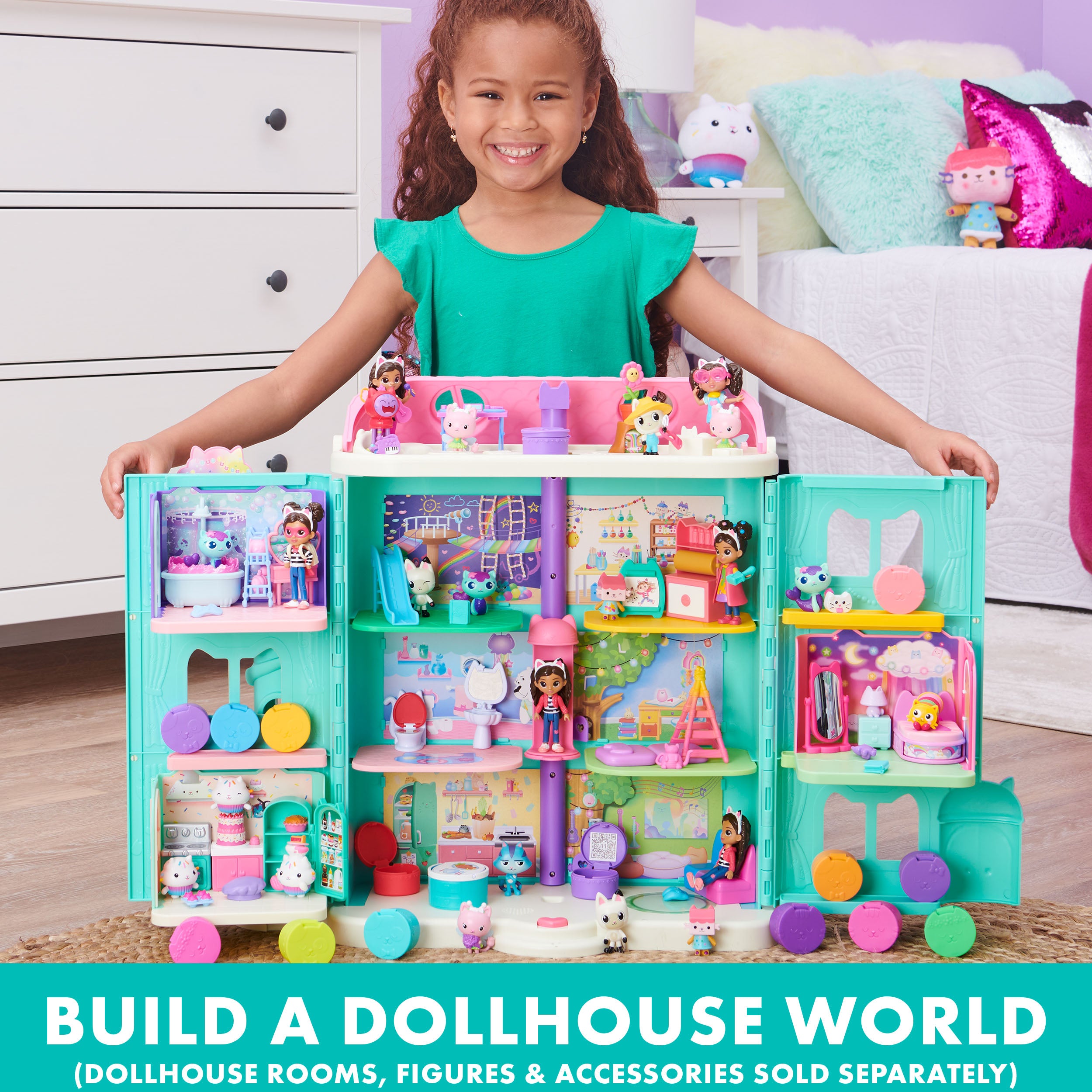 Gabby’s Dollhouse, 14-inch Interactive Talking MerCat Plush Kids Toys with Lights, Music and Phrases Stuffed Animals for Girls and Boys Ages 3 and up