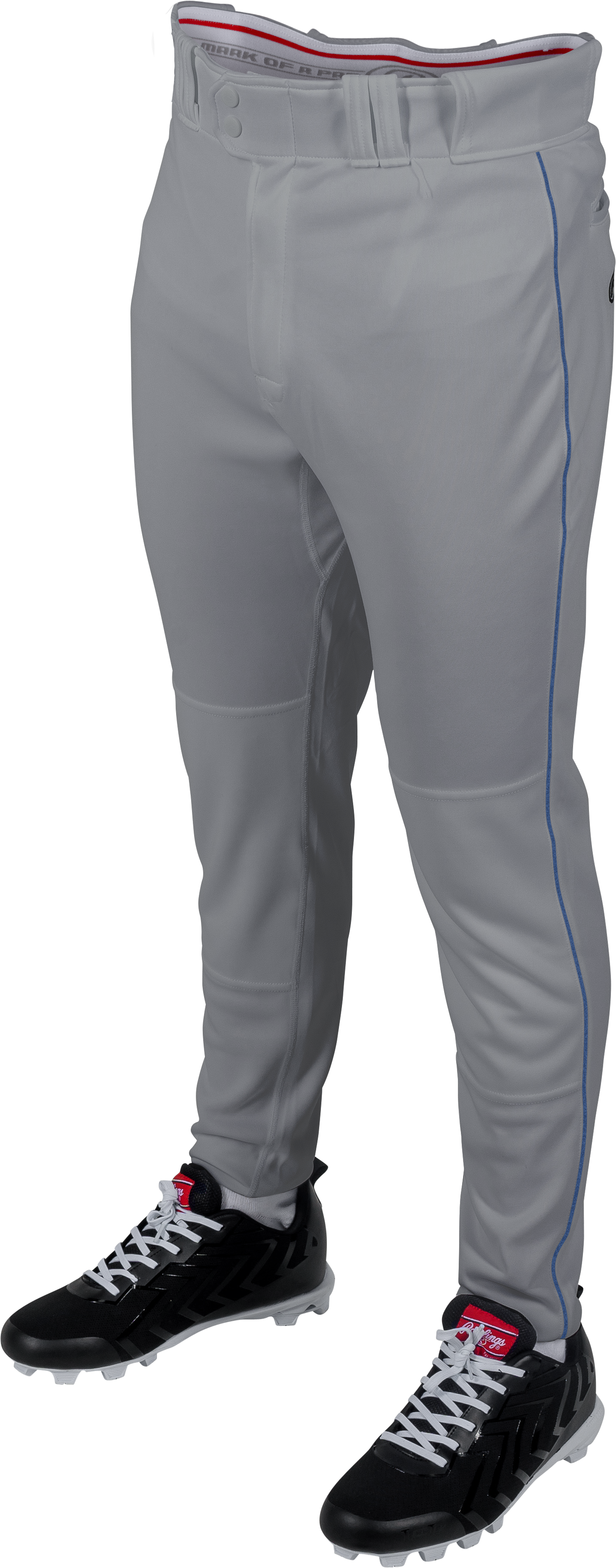 Rawlings Adult Plated Piped Pro Taper Fit Pant - Small - Blue Gray/Royal