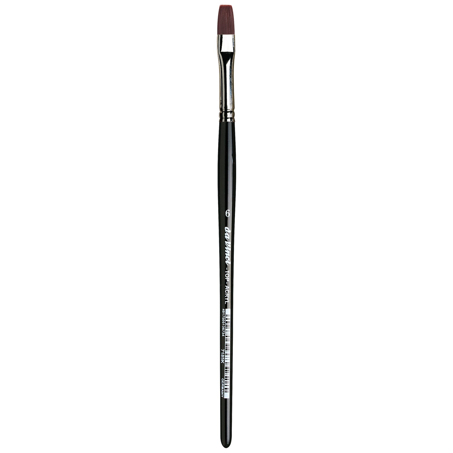 TOP-ACRYL Bright Red-Brown Brush, Synthetic, Acrylic & Oil, Flat, Series 7185K, Size 6
