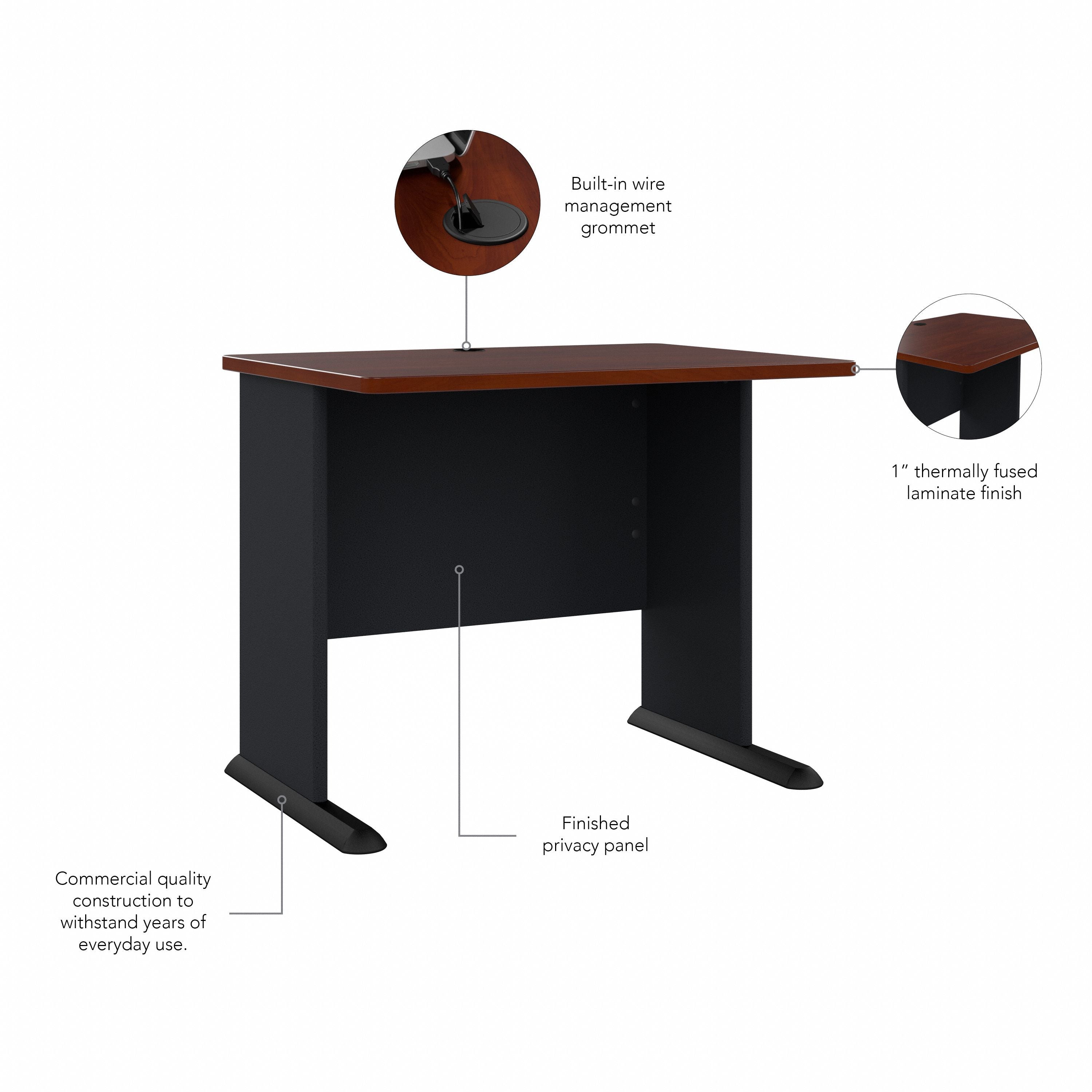 Bush Business Furniture Series A 36W Desk in Hansen Cherry and Galaxy - 35.59" Width x 26.81" Depth x 29.66" Height
