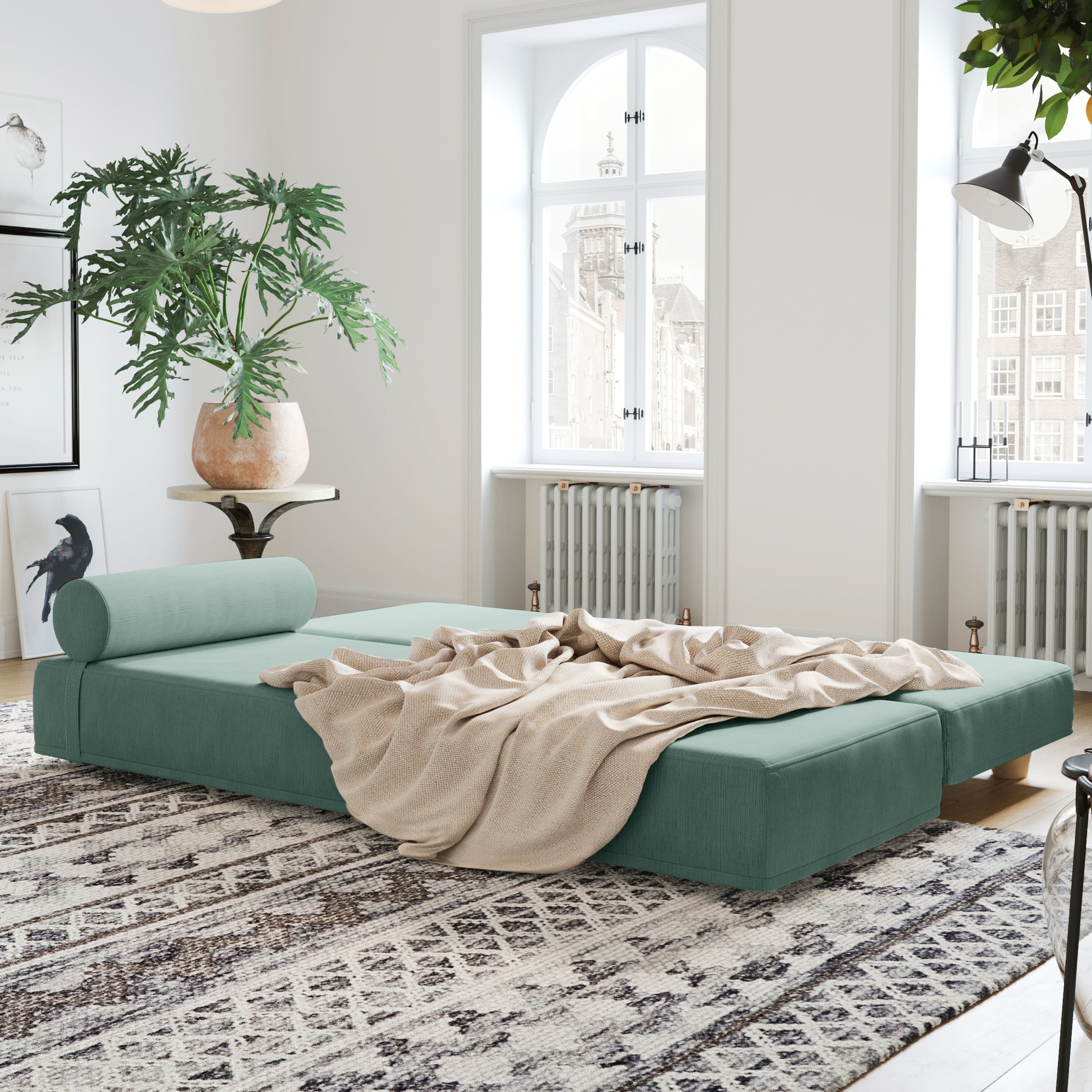 Jaxx Alon Daybed | Fold-Out Sleeper | Queen-Size Mattress - Caribbean