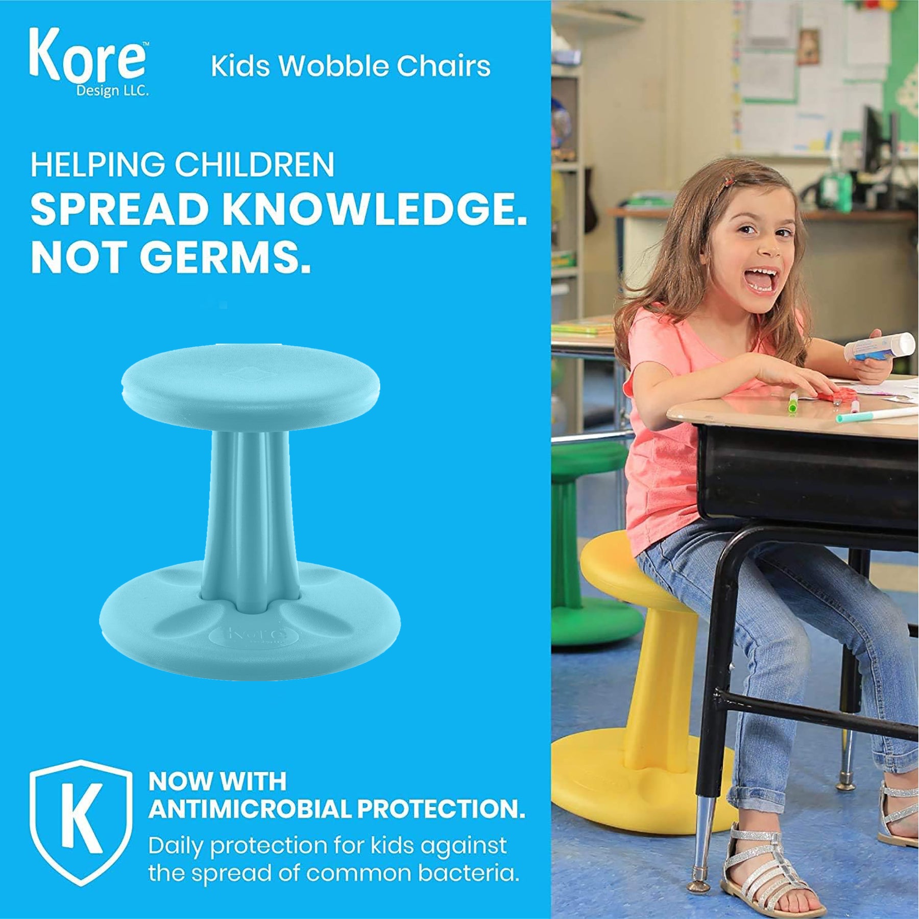 Kids Wobble Chair 14", Pale Blue
