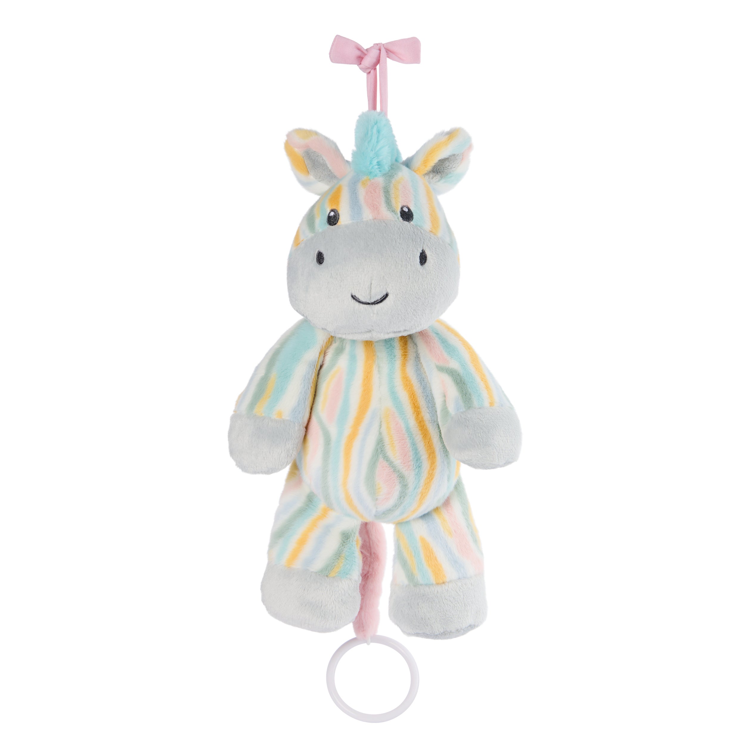 Baby GUND Safari Friends Zebra Pull-Down Musical Plush, Travel Friendly Sensory Toy with Stroller Loop for Ages 0 and Up, Rainbow, 12”