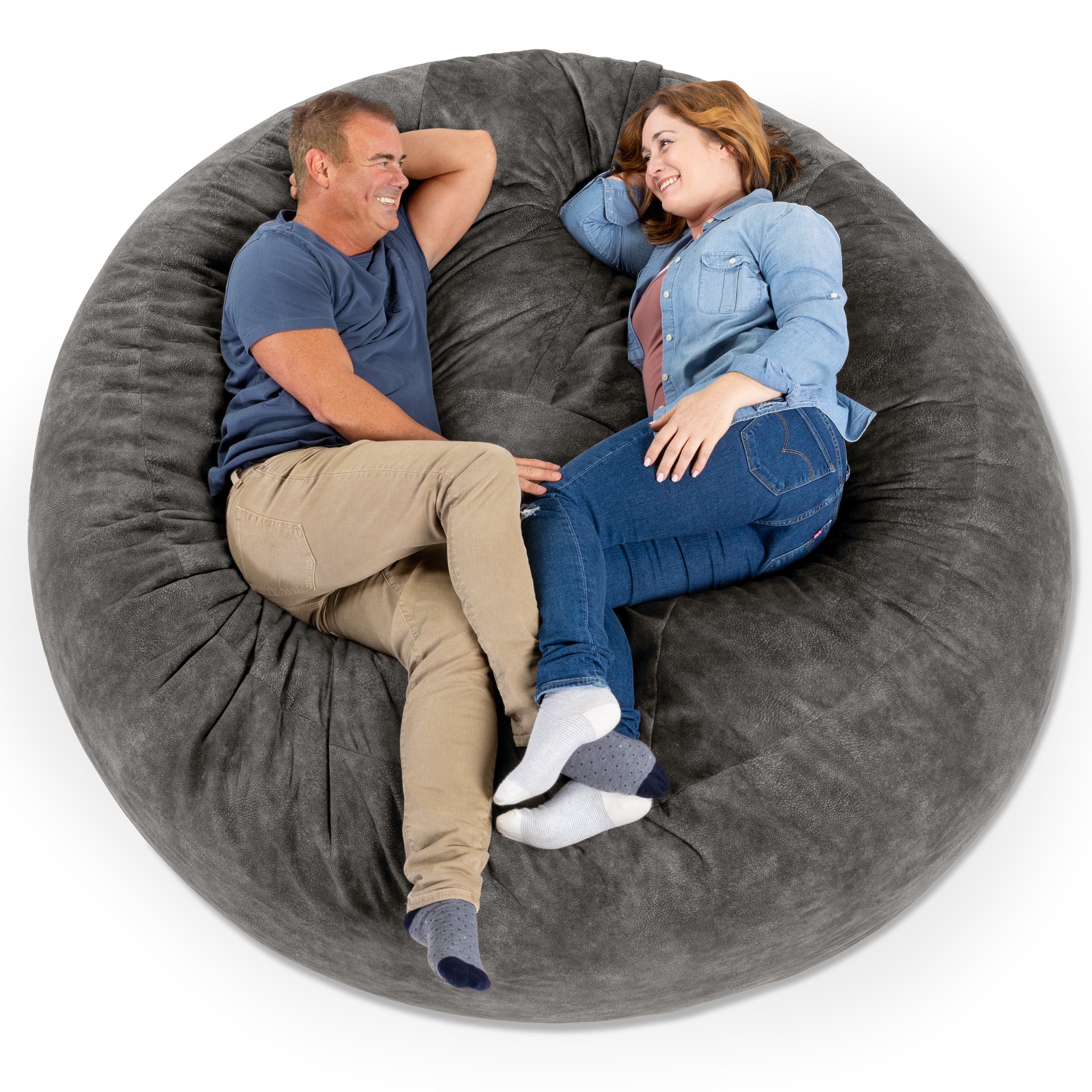 Jaxx Saxx 6 Foot Giant Bean Bag Chair - Padded Microvelvet, Pewter