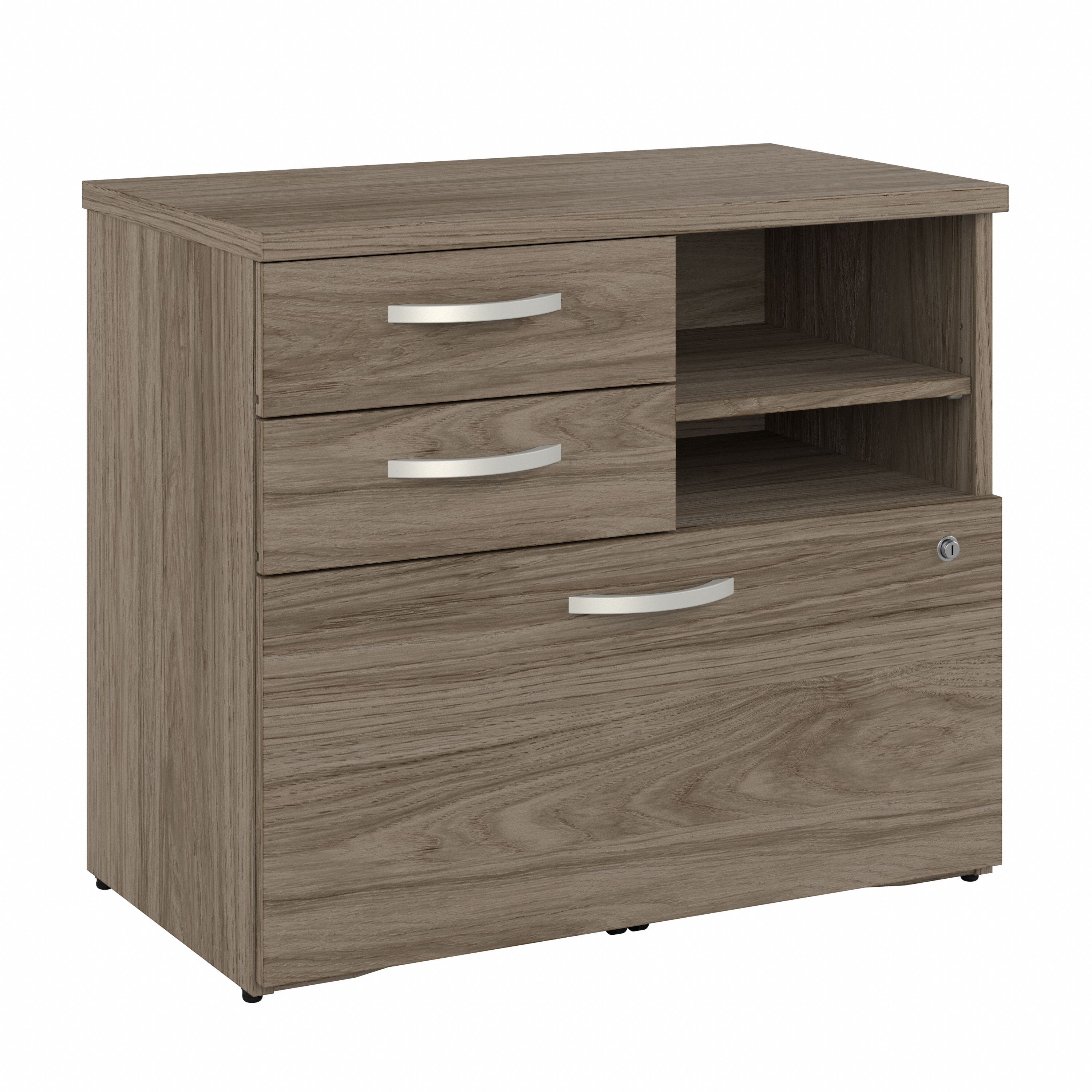 Bush Business Furniture Studio C Office Storage Cabinet with Drawers and Shelves in Modern Hickory - 29.72" Width x 16.93" Depth x 25.98" Height