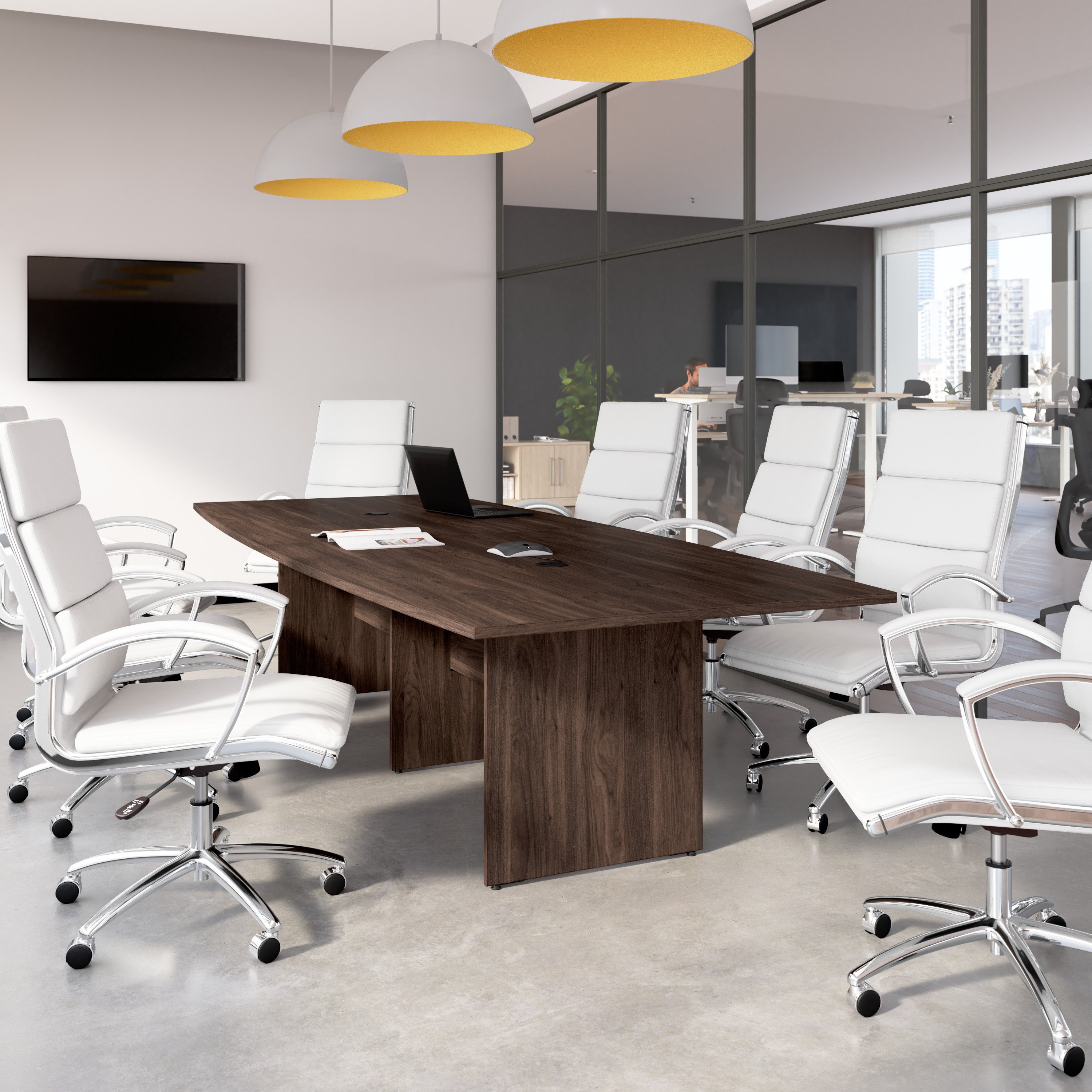 Bush Business Furniture 120-inch Office Conference Table with Wood Base in Black Walnut - 119.21" Width x 47.51" Depth x 28.65" Height