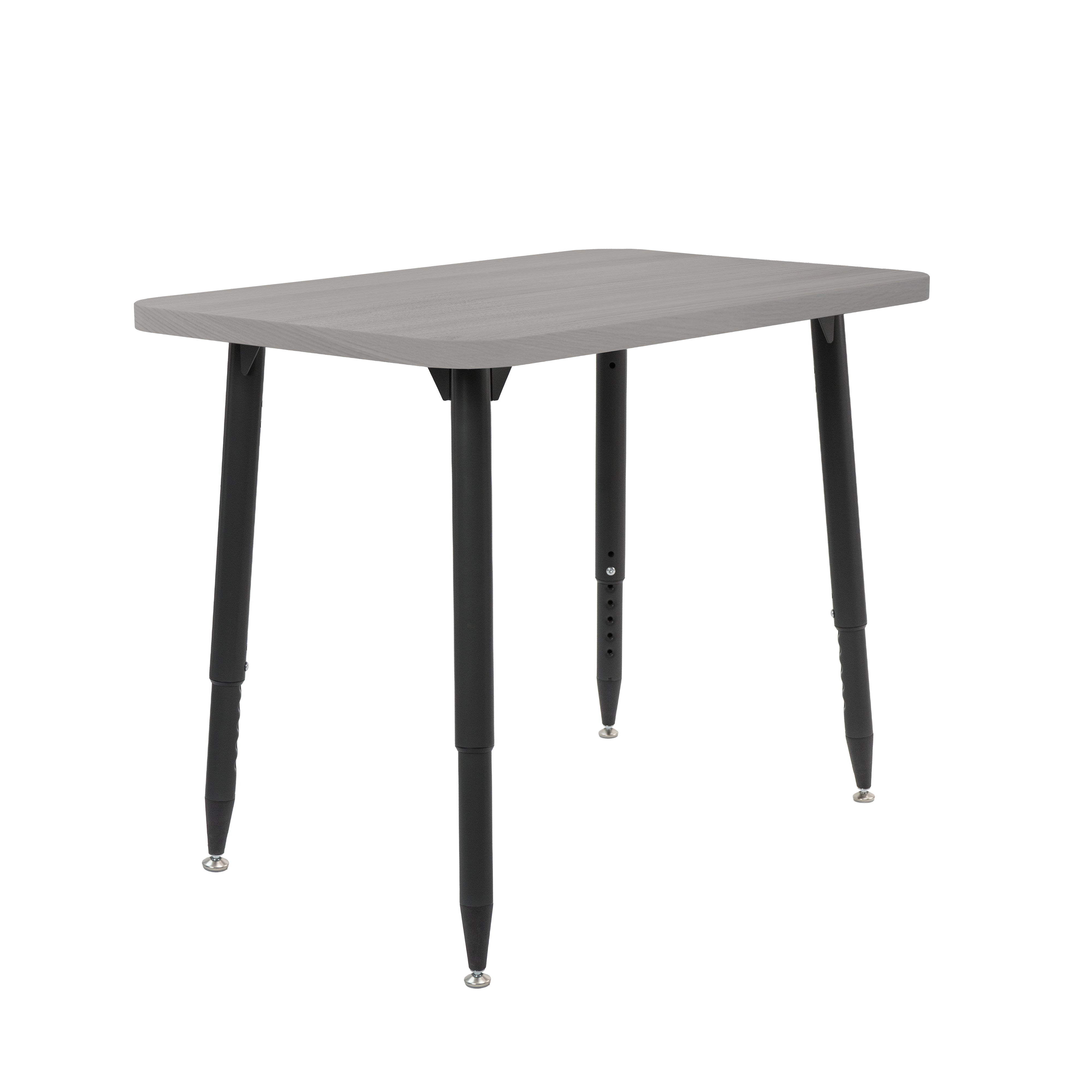 Adapte 24" x 36" Rectangle Woodgrain Activity Table with Adjustable Tapered Legs - Light Gray Wood/Black