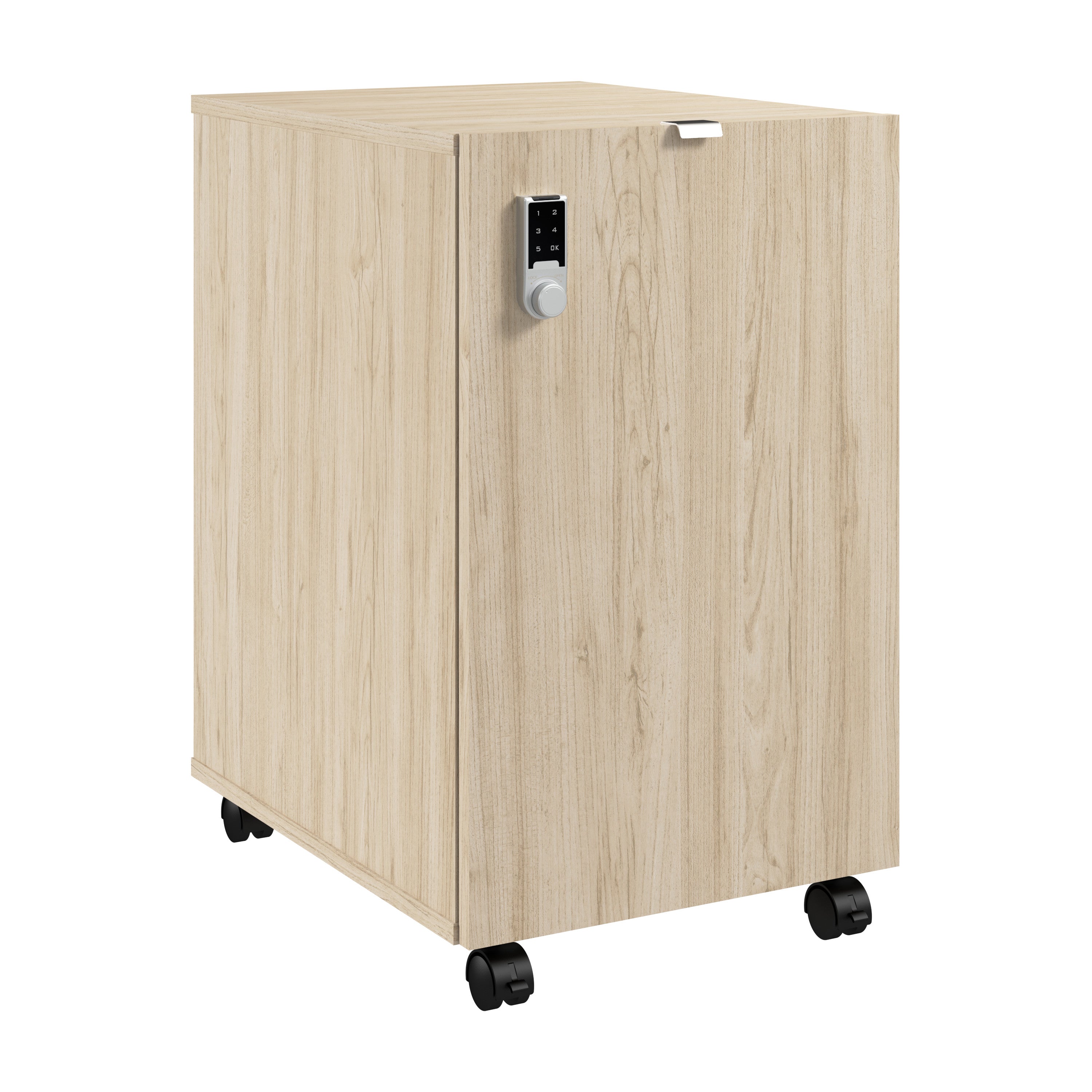 Bush Business Furniture Assure Mobile File Cabinet with Drawers and Keypad Lock in Natural Elm - 15.65" Width x 20.24" Depth x 25.91" Height