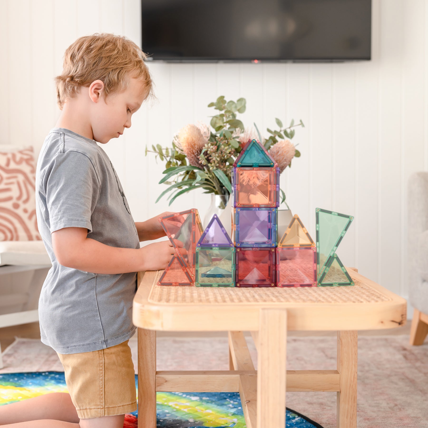 Magnetic Tiles Pastel Starter Pack, 64 Pieces