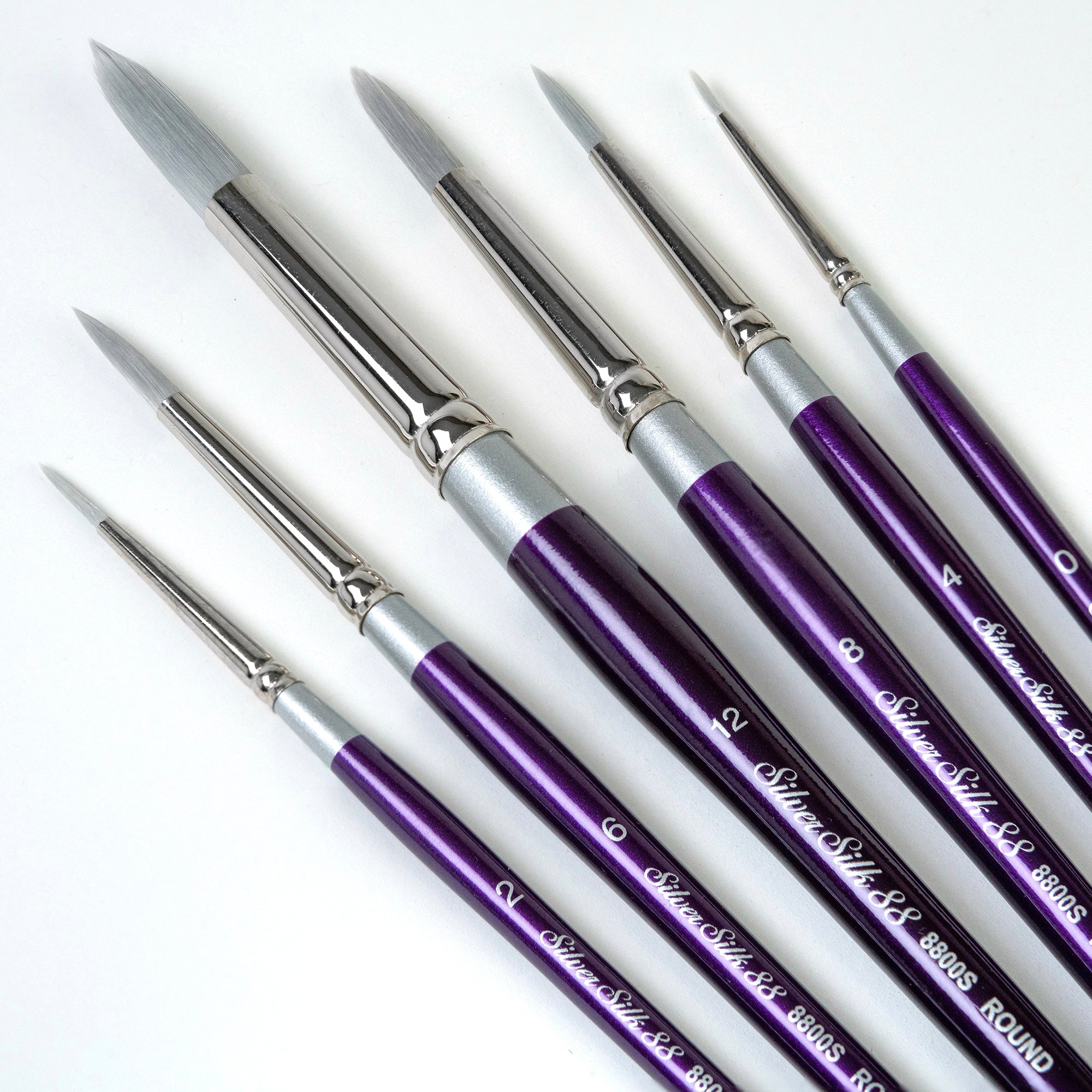 Silver Silk Rounds, 6 Brushes