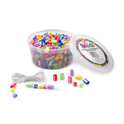 Bucket O'Beads w/ Thread - 100's striped straw, approximately 300