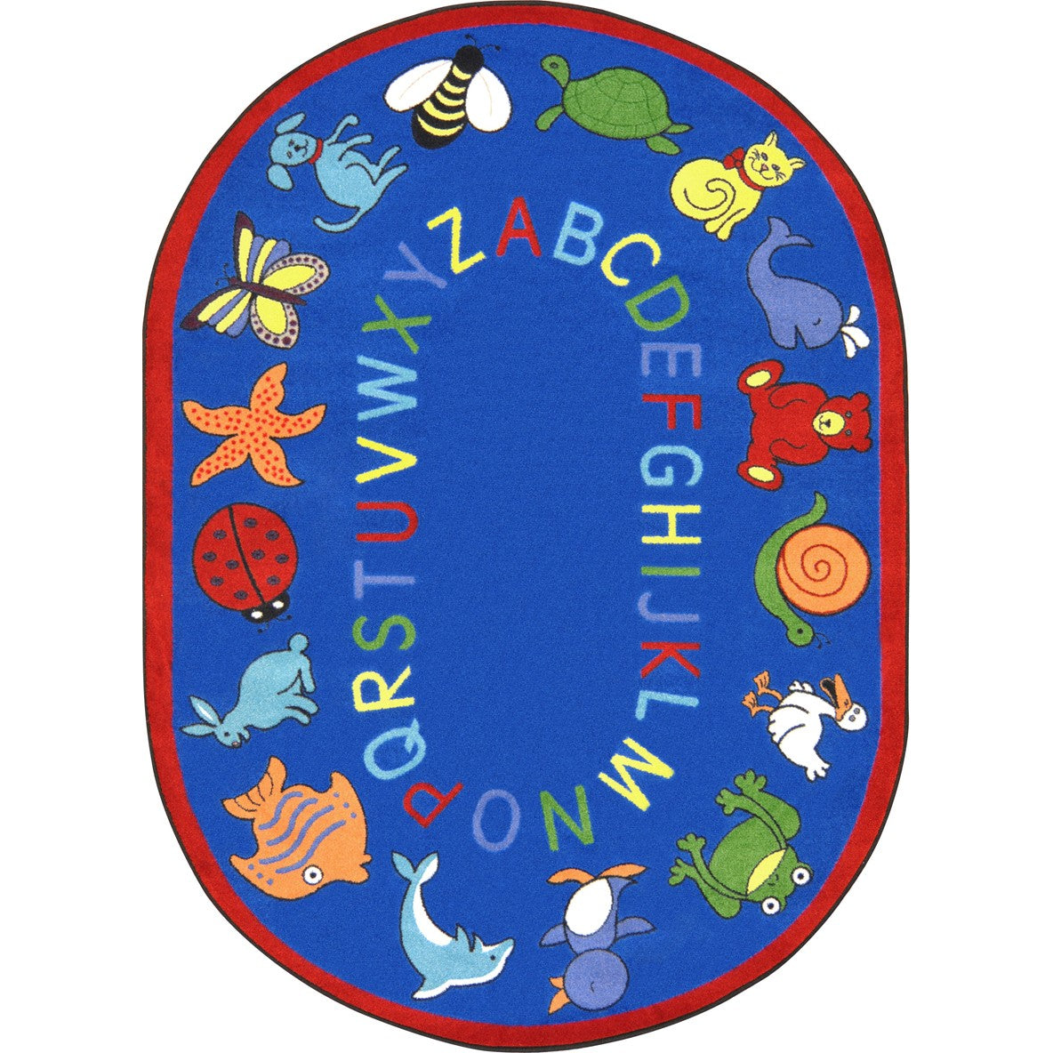 ABC Animals 7'8" x 10'9" Oval area rug in color Blue