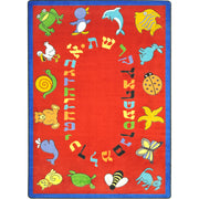 ABC Animals (Hebrew Alphabet) 5'4" x 7'8" area rug in color Red