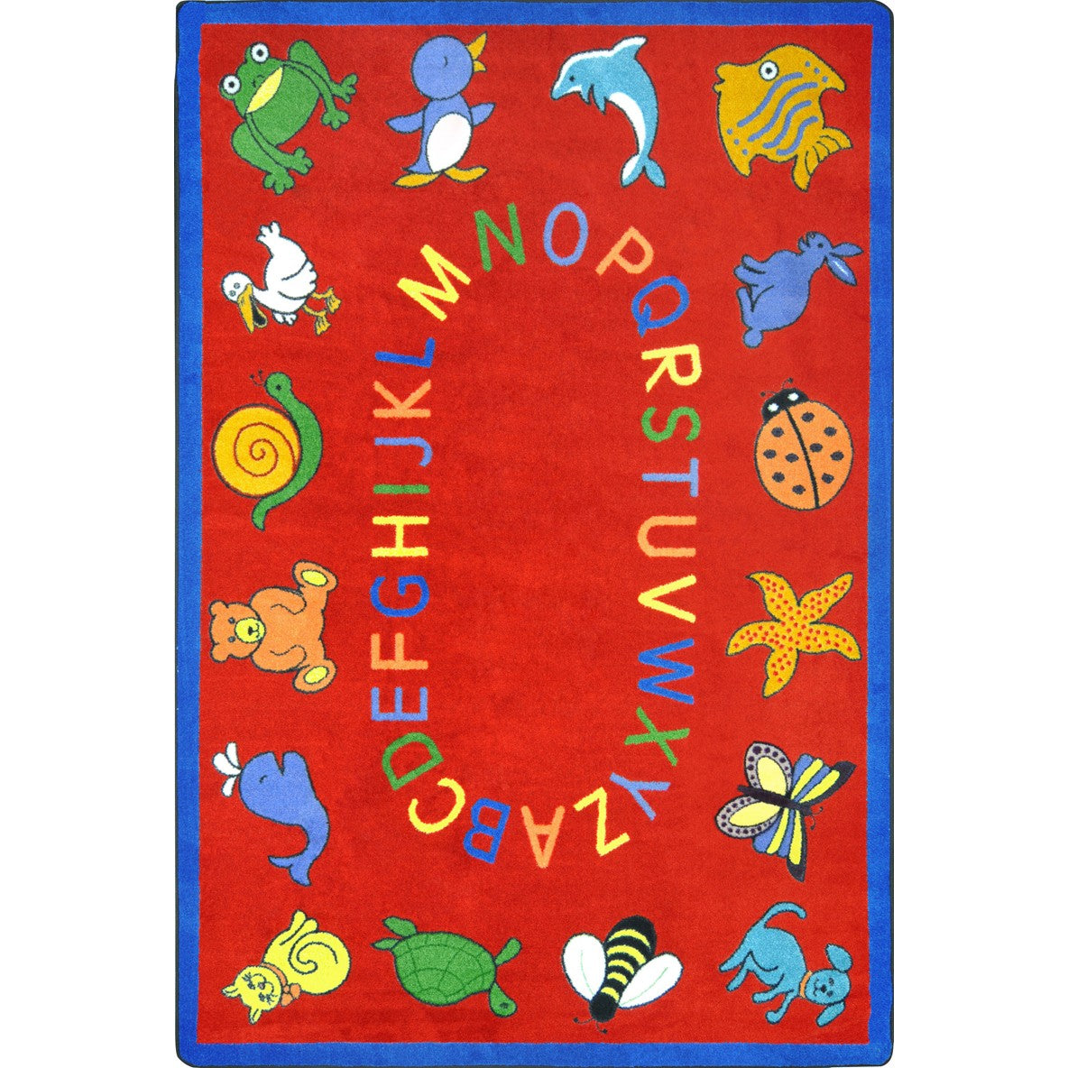 ABC Animals 5'4" x 7'8" area rug in color Red