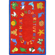 ABC Animals 10'9" x 13'2" area rug in color Red