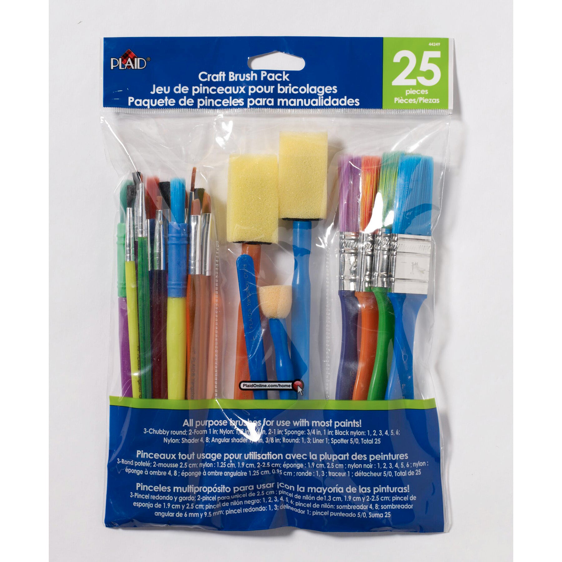 Craft Brush Pack, Assorted Shapes & Sizes, 25-Piece Set