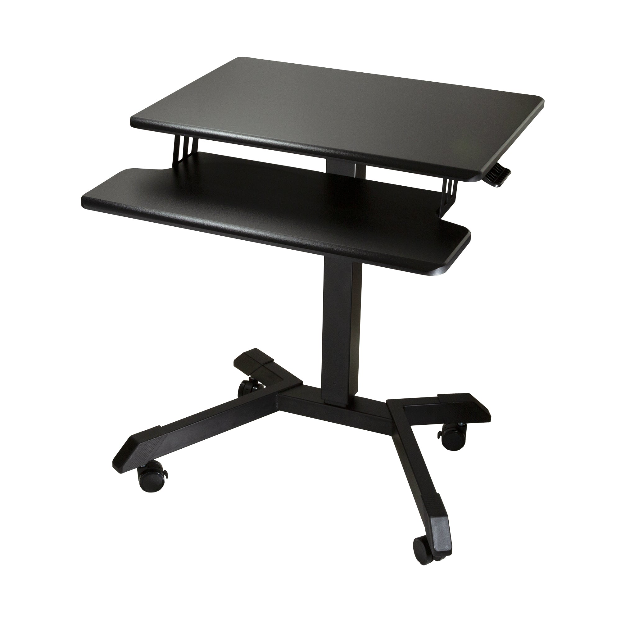 High Rise Mobile Adjustable Standing Desk with Keyboard Tray